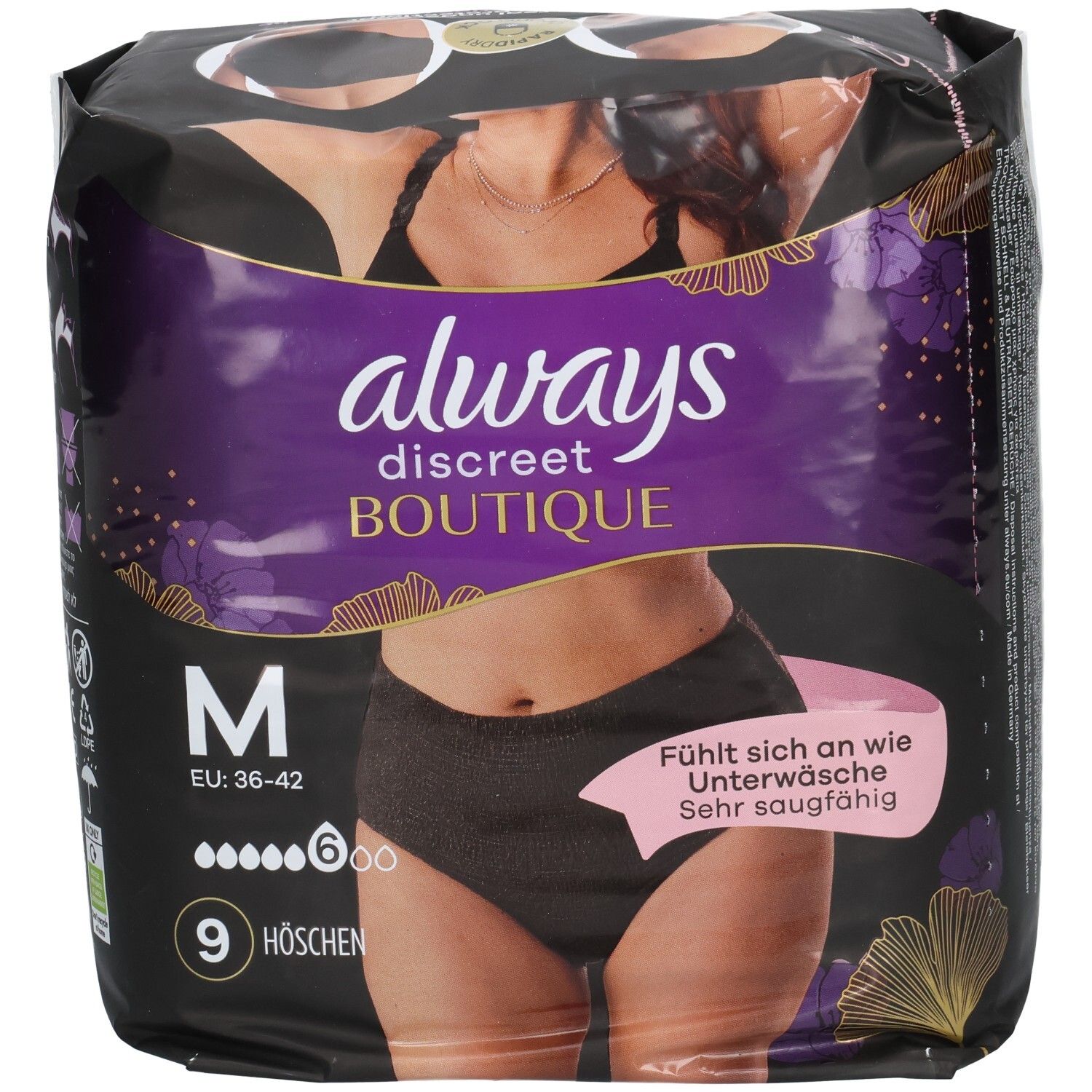 Culottes Always Discreet Boutique M, 9 pièces. Sensation de sous-vêtement, super absorbantes.