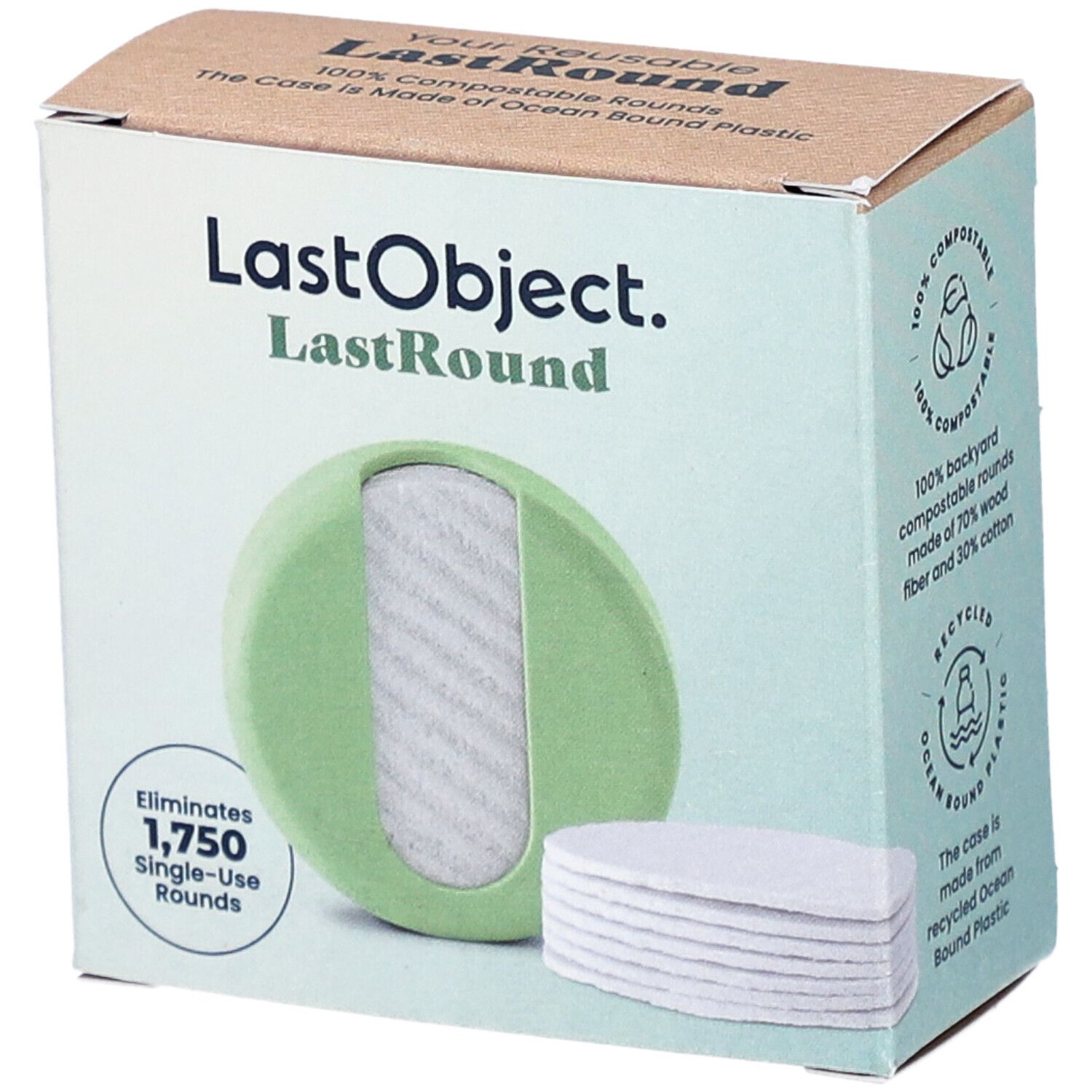 LastObject 7 Pads démaquillants réutilisables avec étui vert