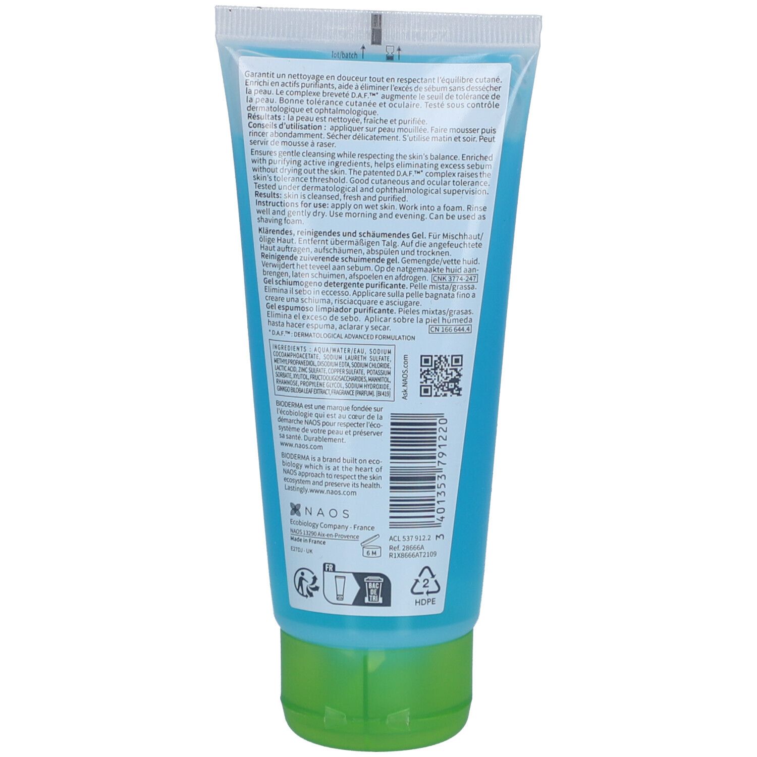 BIODERMA Sébium Gel moussant Gel nettoyant purifiant doux