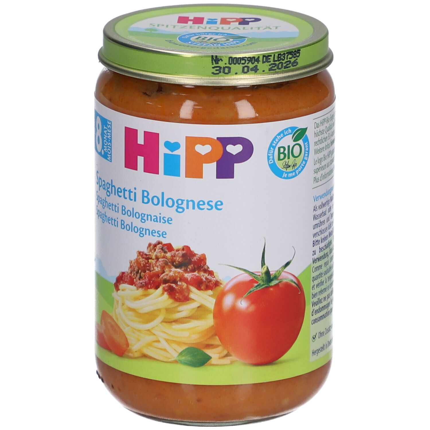 HIPP Kleiner Topf Spaghetti Bolognese bio nach 8 Monaten