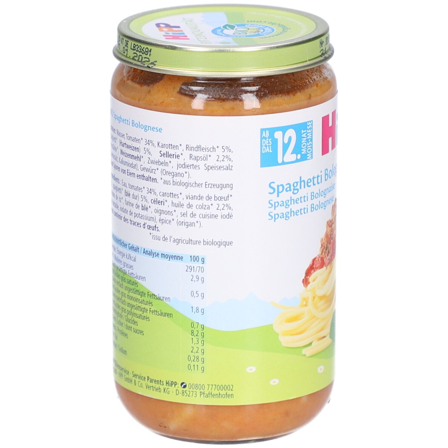HIPP Kleiner Topf Spaghetti Bolognese bio nach 12 Monaten
