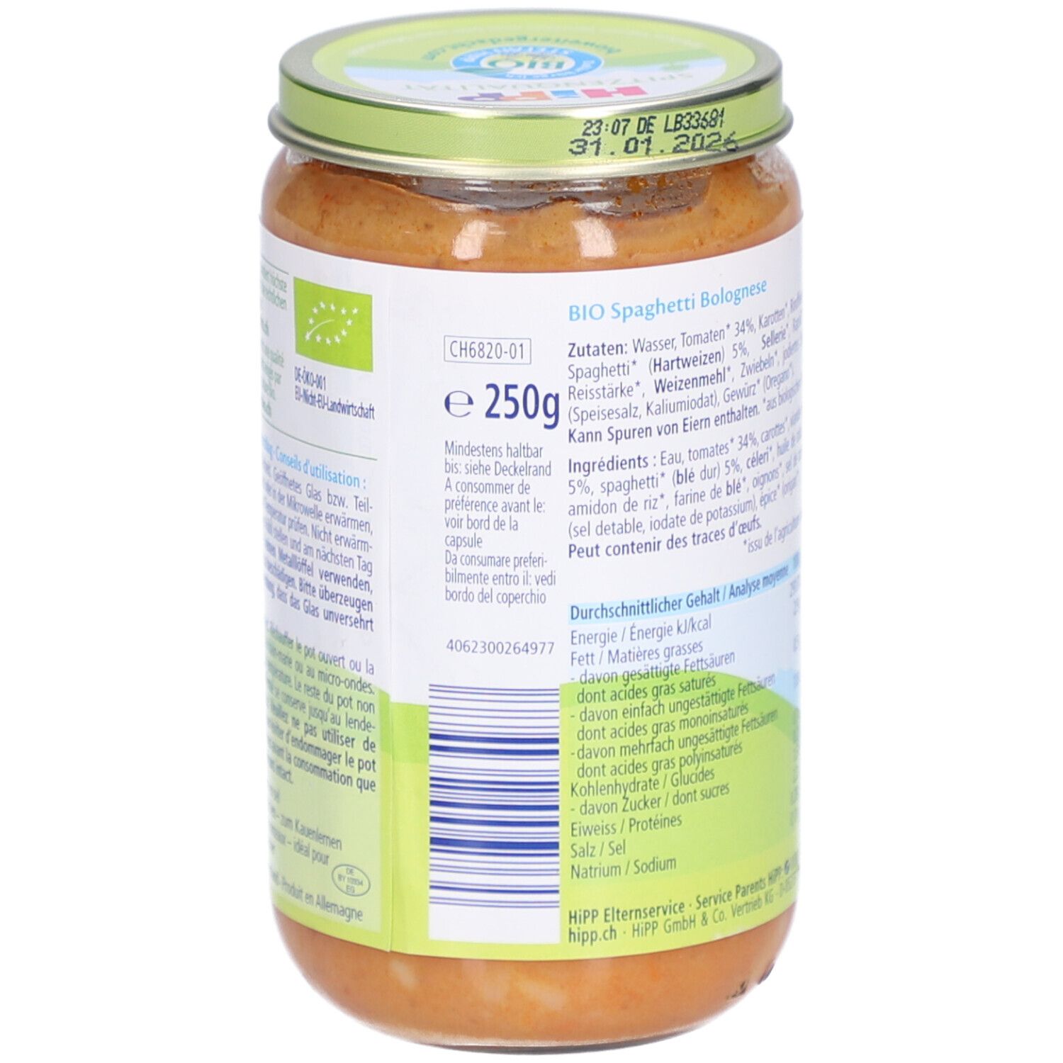 HIPP Kleiner Topf Spaghetti Bolognese bio nach 12 Monaten