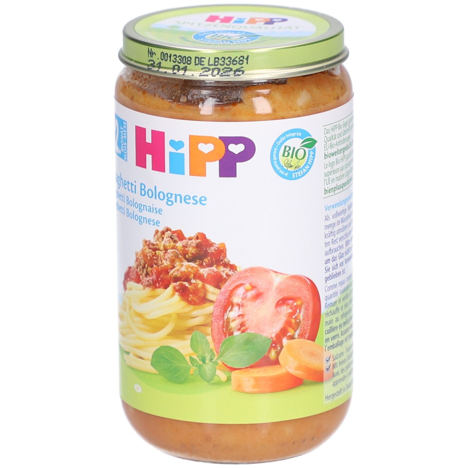 HIPP Petit Pot Spaghetti Bolognaise bio après 12 mois
