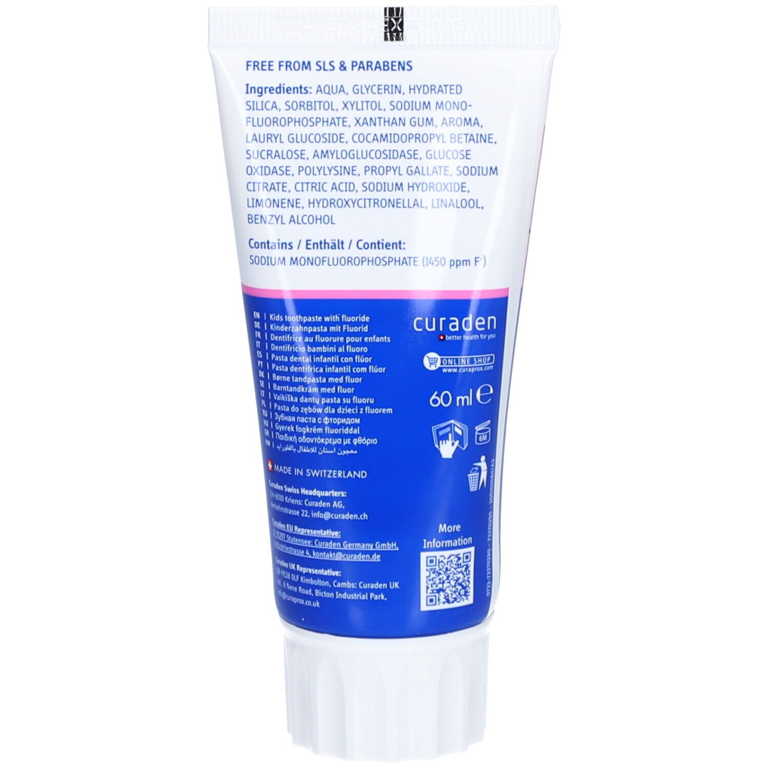 CURAPROX kids Kinderzahnp Wasserm 1450ppm F 60 ml