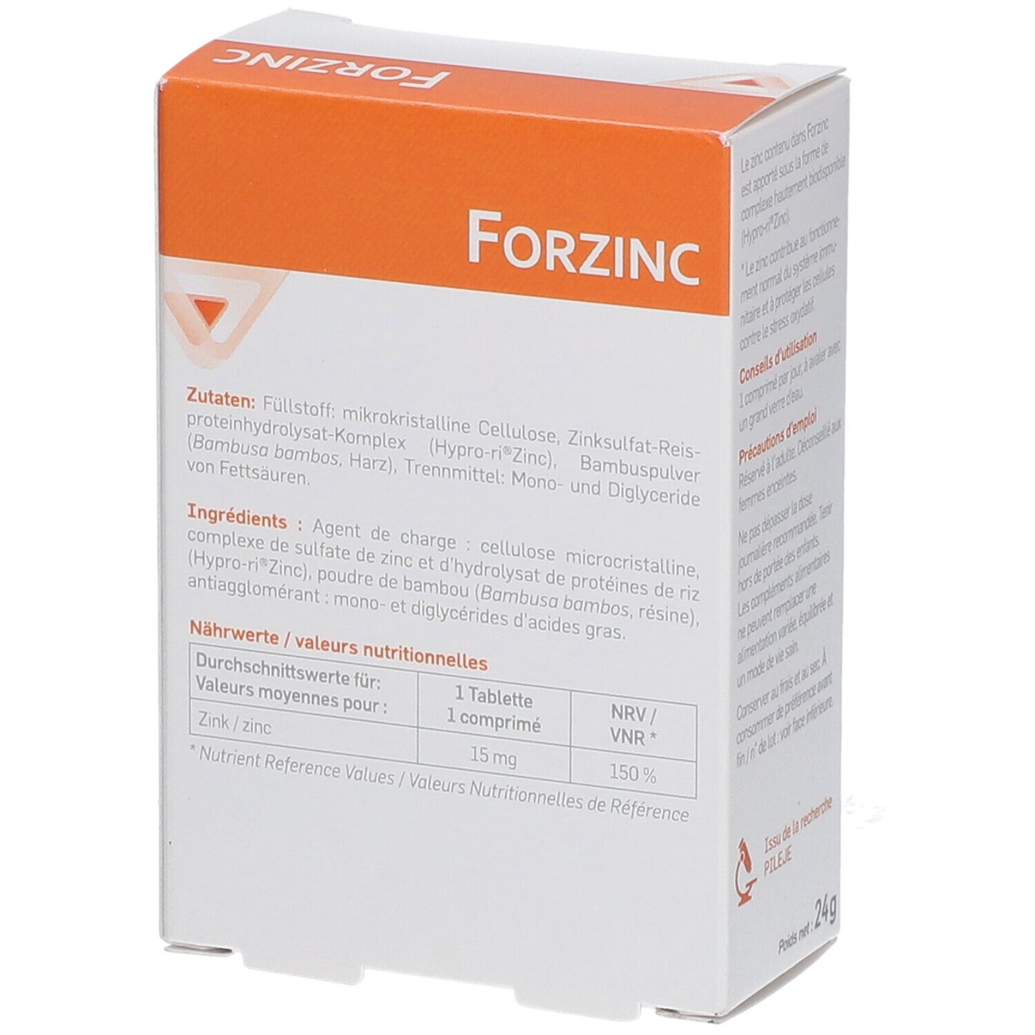 Forzinc, Comprimé, complément alimentaire à base de zinc, bt 60