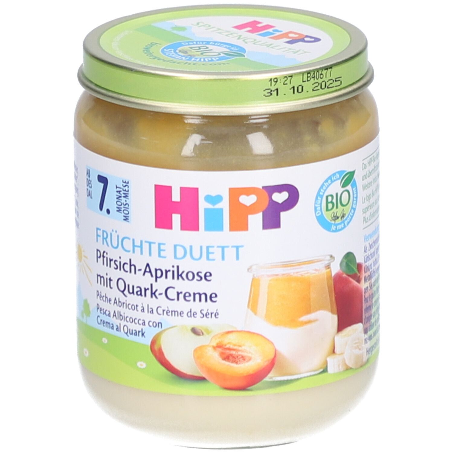 HIPP Gläschen Pfirsich-Aprikose mit Quarkcreme Nach 7 Monaten