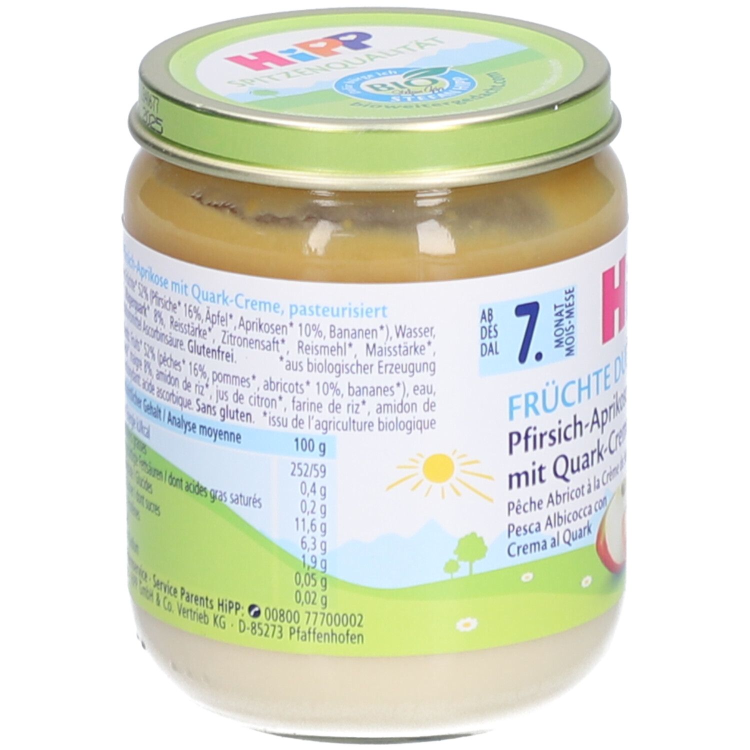HIPP Petit pot Pêche Abricot à la Crème de Séré Après 7 mois