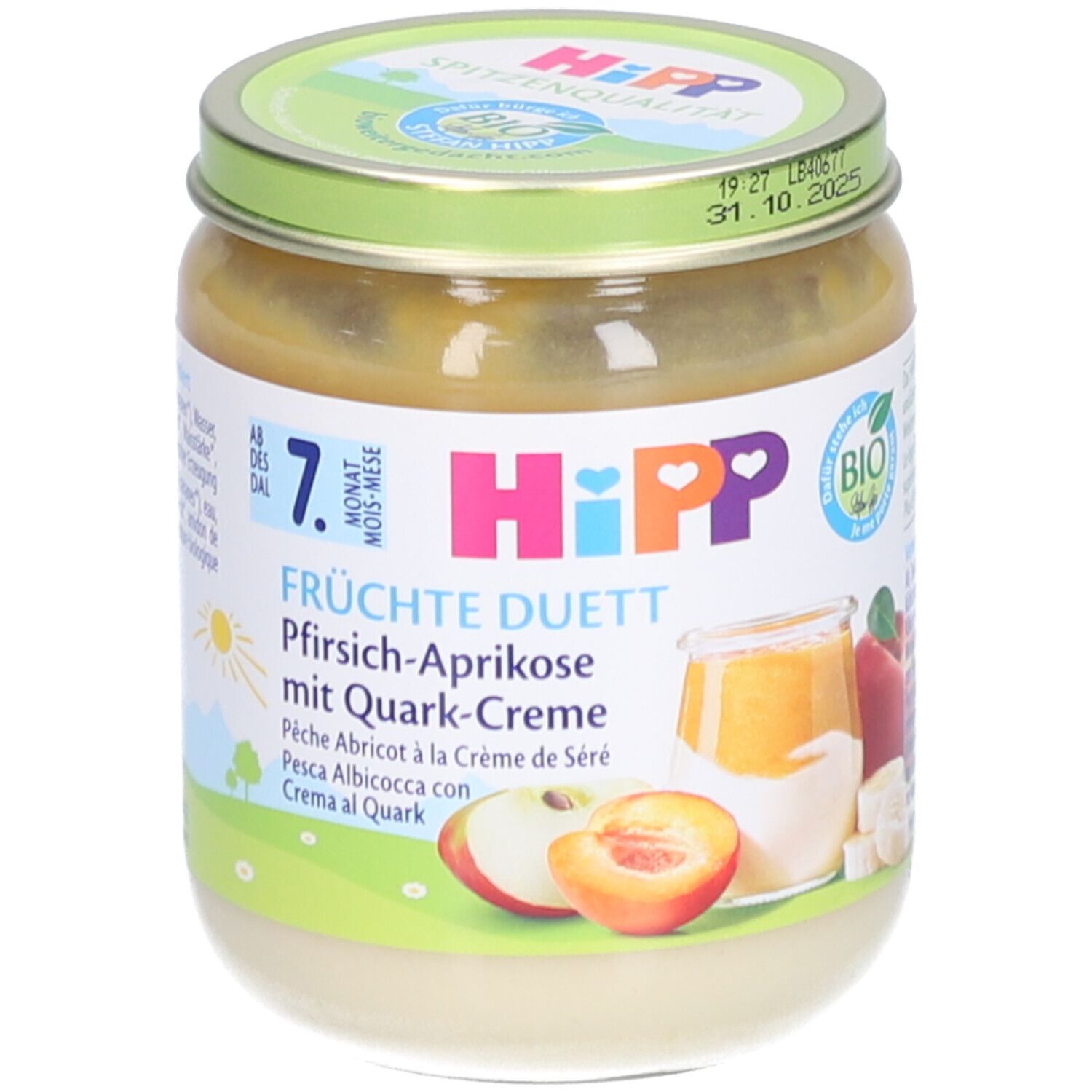 HIPP Gläschen Pfirsich-Aprikose mit Quarkcreme Nach 7 Monaten