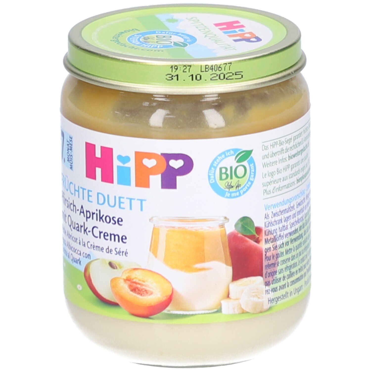 HIPP Gläschen Pfirsich-Aprikose mit Quarkcreme Nach 7 Monaten