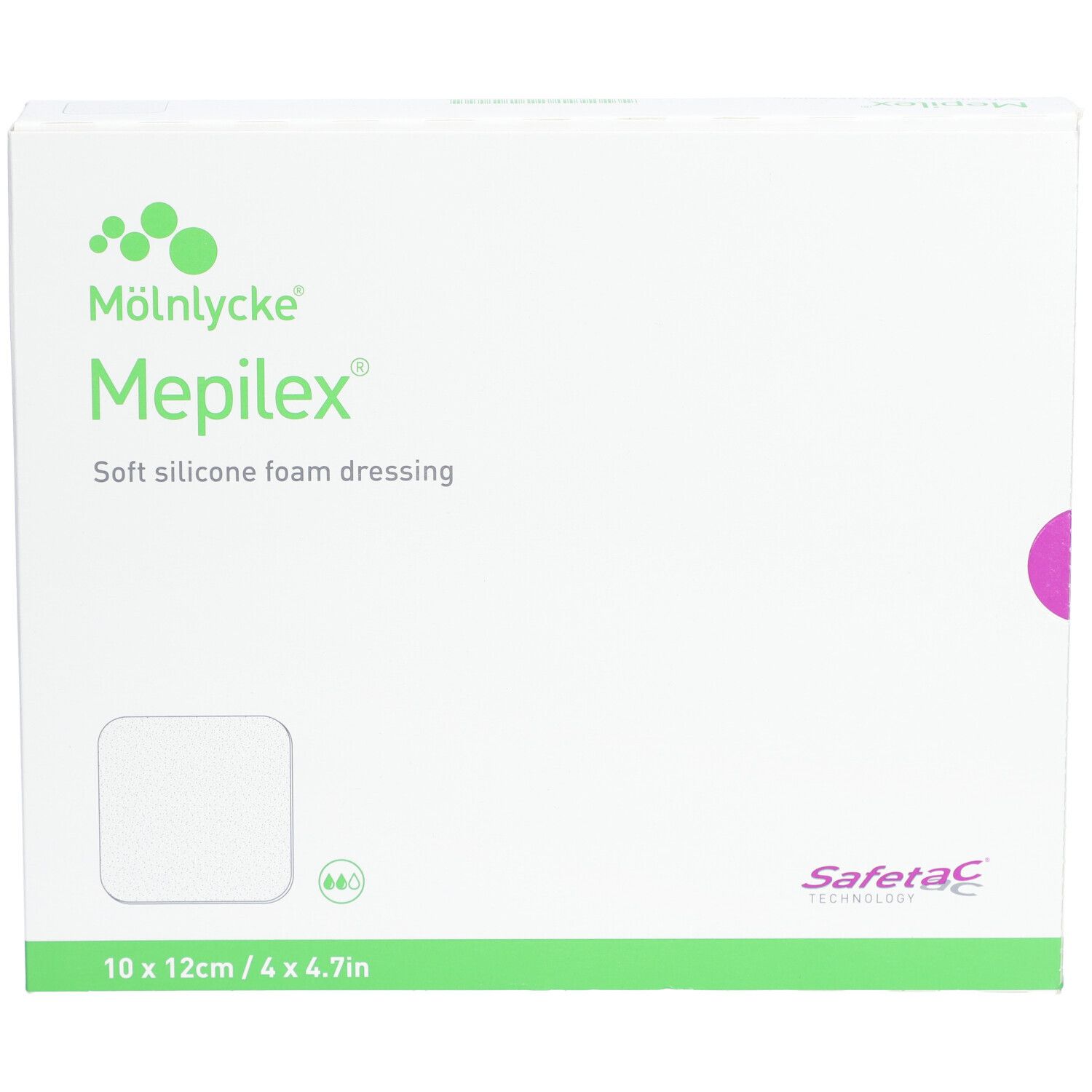 MÖLNLYCKE® Mepilex® Transfer Safetac - Drainierender Schaumstoffverband 10 x 12 cm
