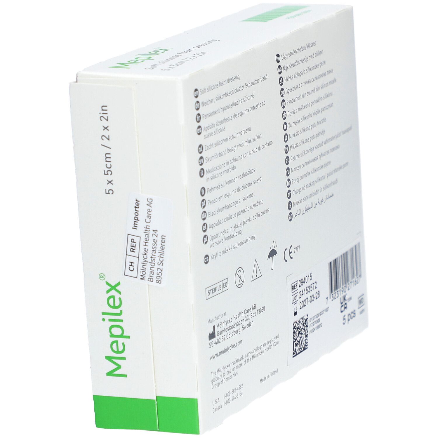 MÖLNLYCKE® Mepilex® Transfer Safetac - Drainierender Schaumstoffverband 5 x 5 cm