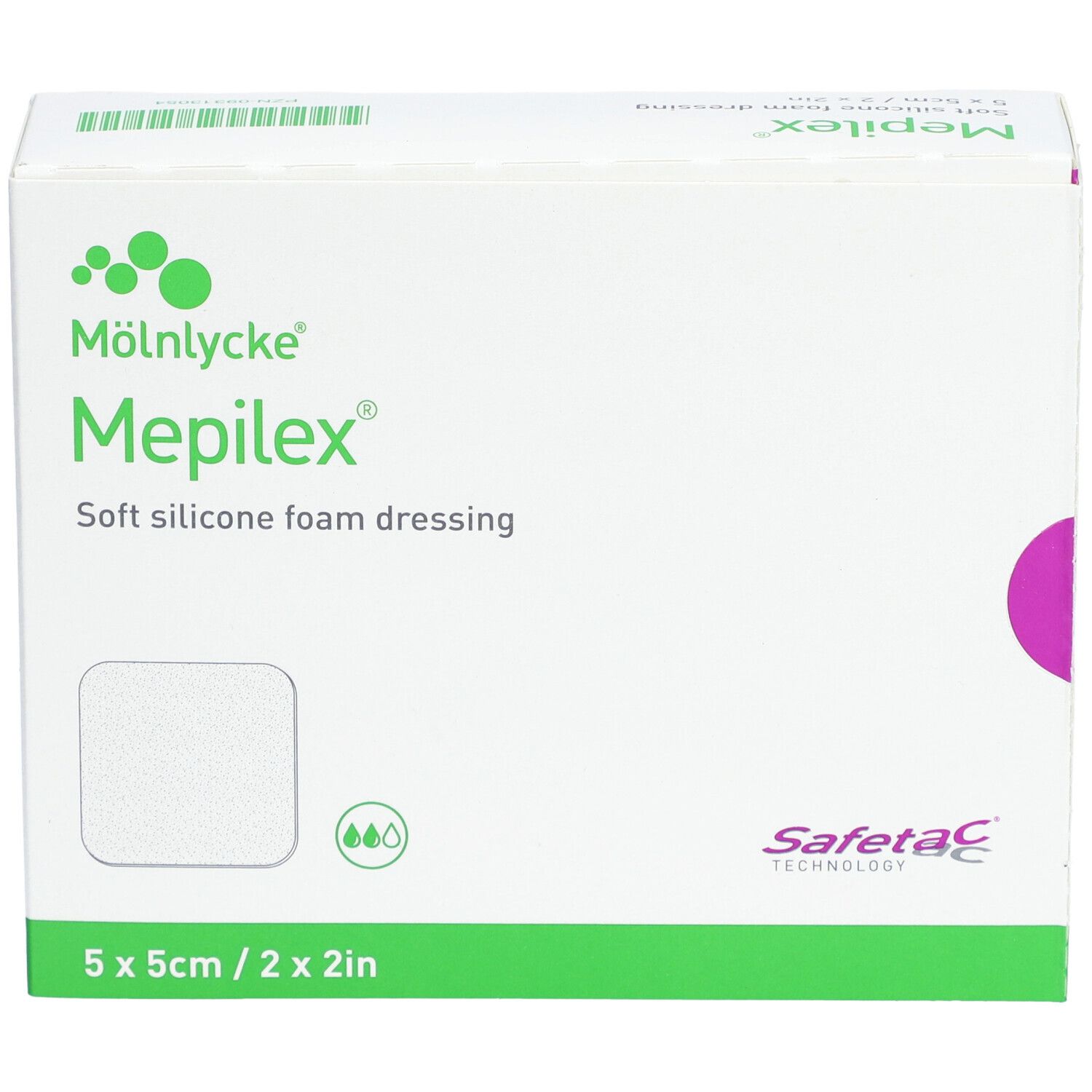 MÖLNLYCKE® Mepilex® Transfer Safetac - Drainierender Schaumstoffverband 5 x 5 cm