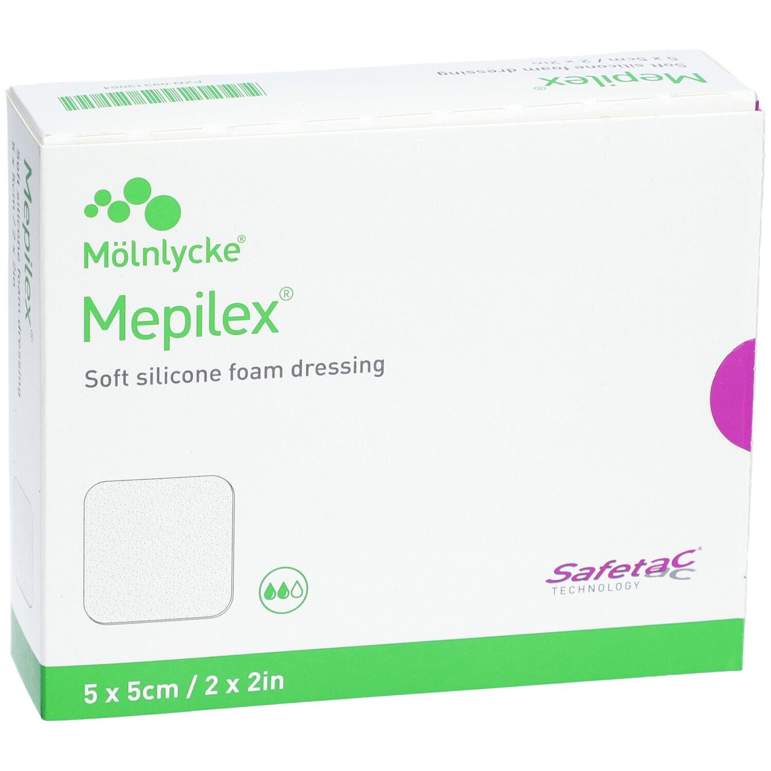 MÖLNLYCKE® Mepilex® Transfer Safetac - Drainierender Schaumstoffverband 5 x 5 cm