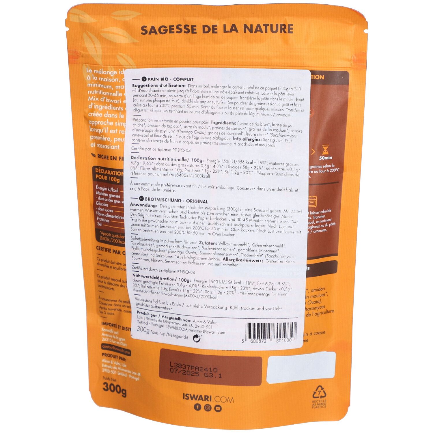 ISWARI Instantmischung Bio Vollkornbrot glutenfrei