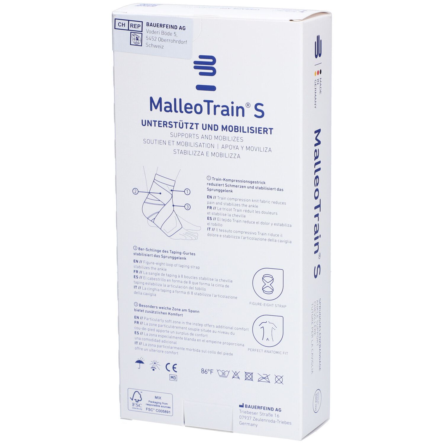 MALLEOTRAIN S Sprunggelenkbandage Größe 2 links Titanium
