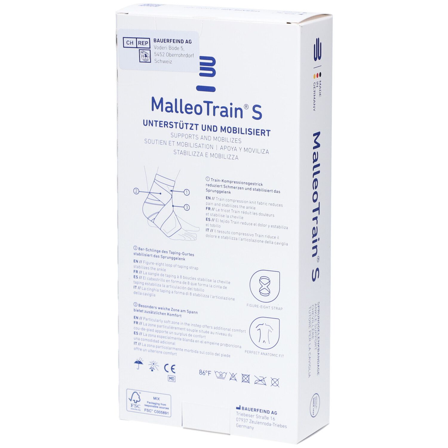MALLEOTRAIN S Sprunggelenkbandage Größe 4 links Titanium