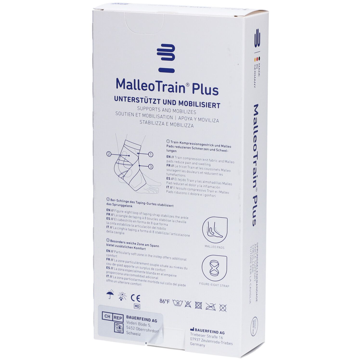 BAUERFEIND® Malleotrain® Plus Aktivbandage Gr. 2 rechts Titanium