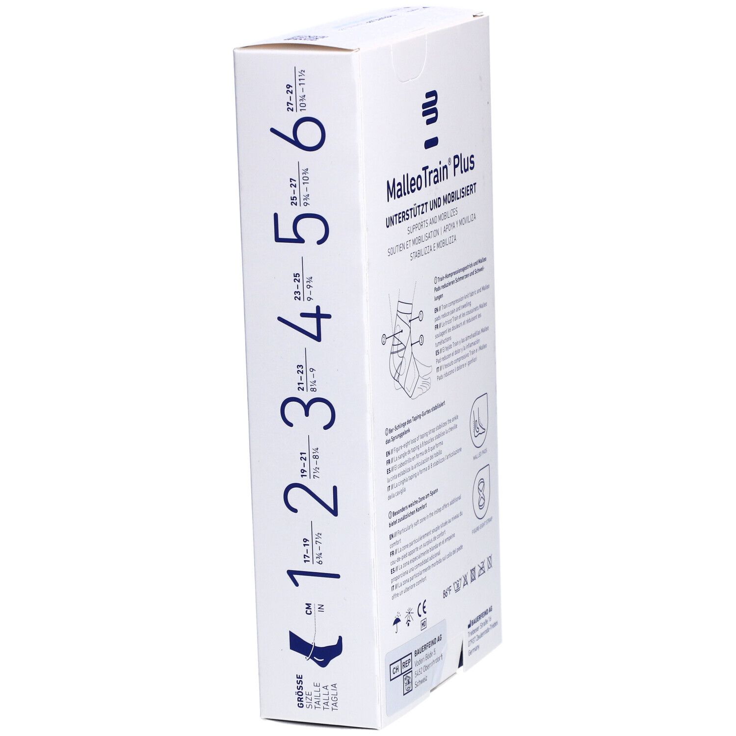BAUERFEIND® Malleotrain® Plus Aktivbandage Gr. 2 rechts Titanium