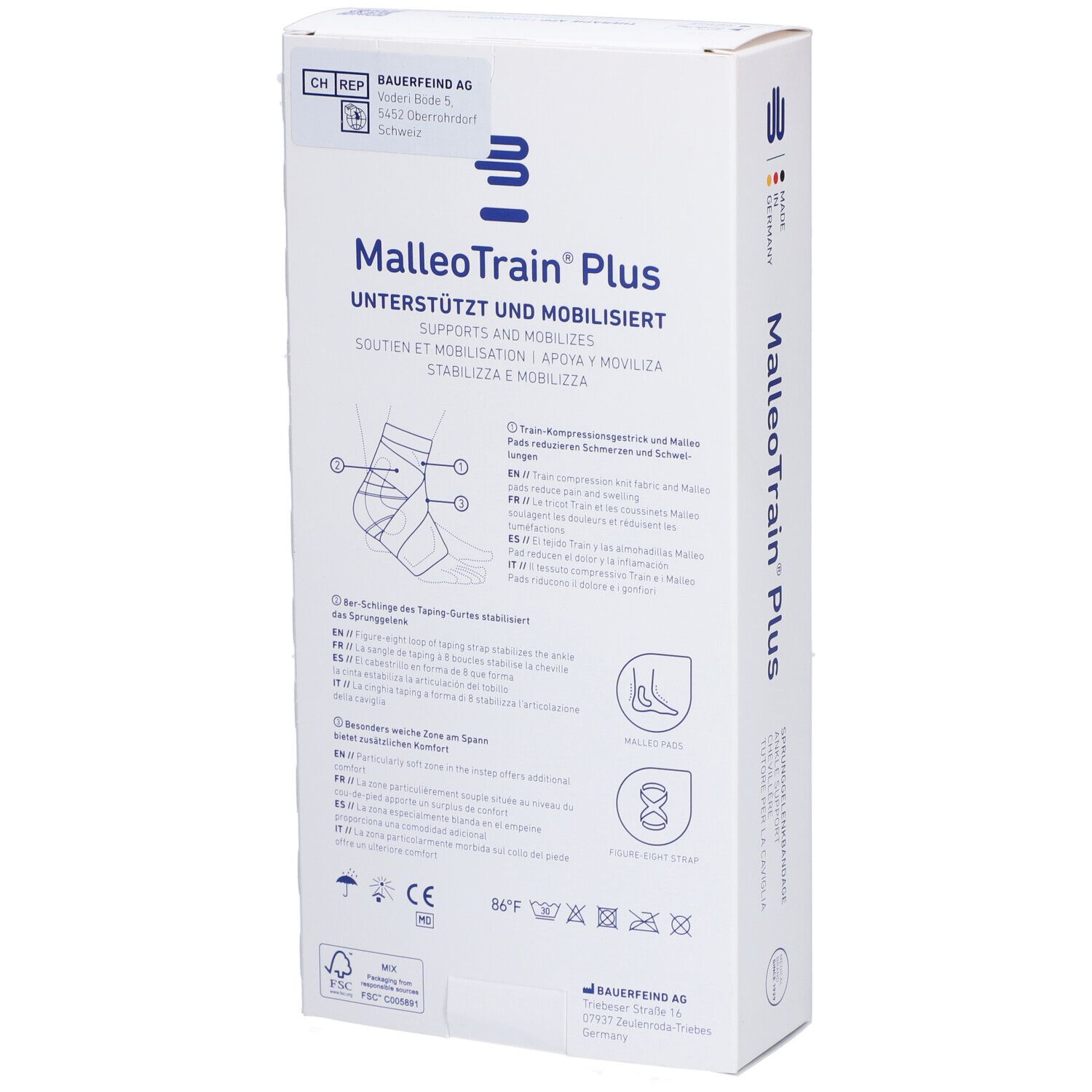 BAUERFEIND® Malleotrain® Plus Aktivbandage Gr. 3 rechts Titanium