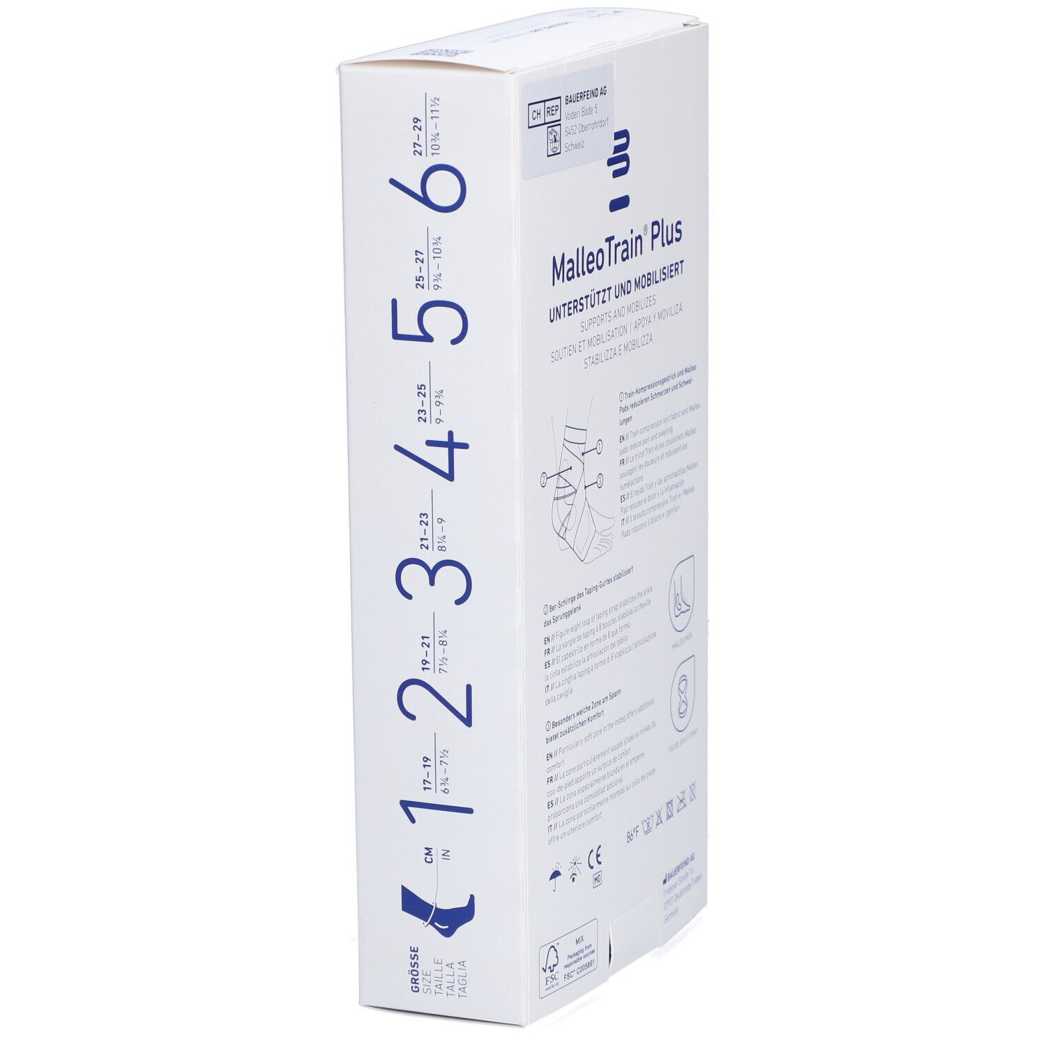 BAUERFEIND® Malleotrain® Plus Aktivbandage Gr. 3 rechts Titanium