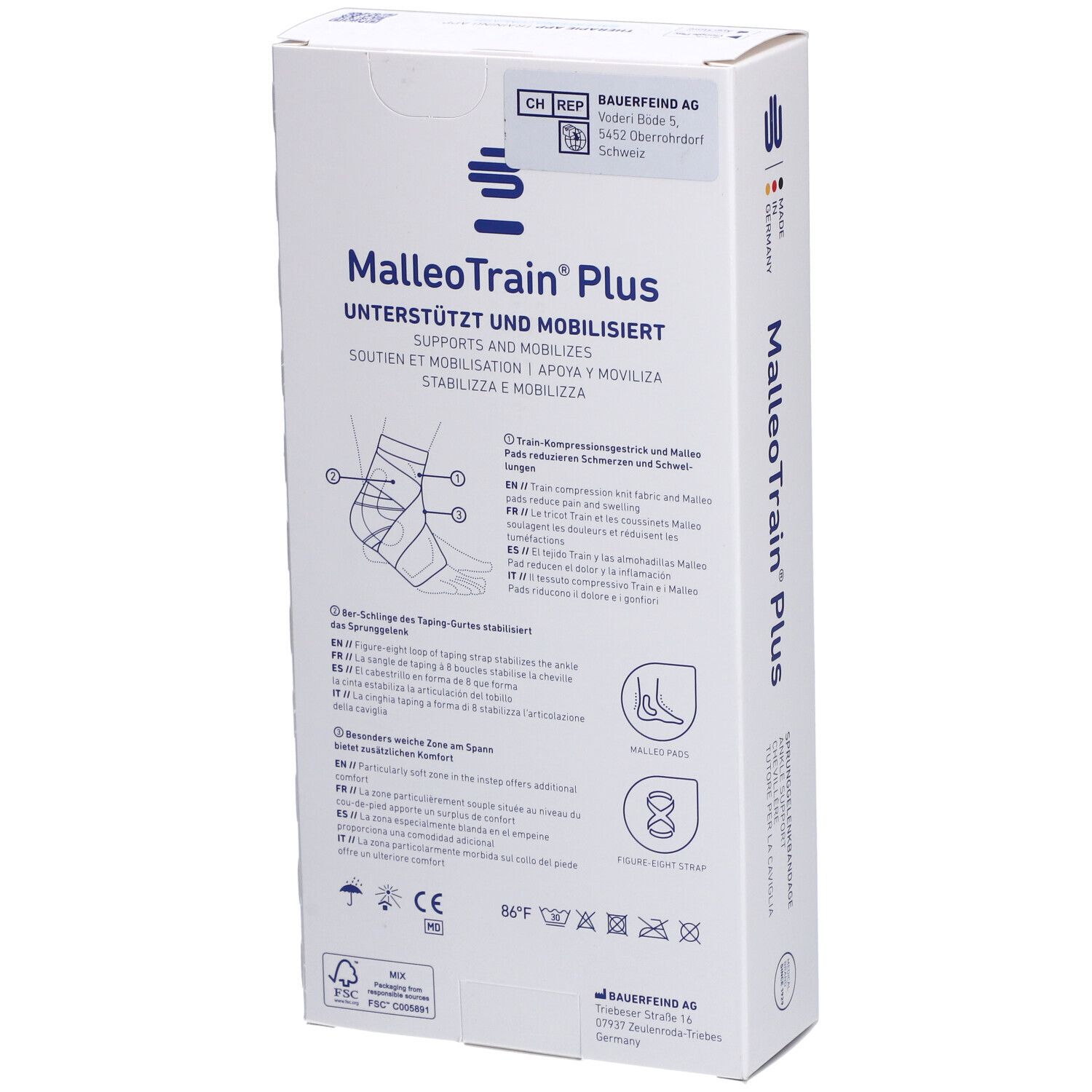 BAUERFEIND® Malleotrain® Plus Aktivbandage Gr. 3 links Titanium