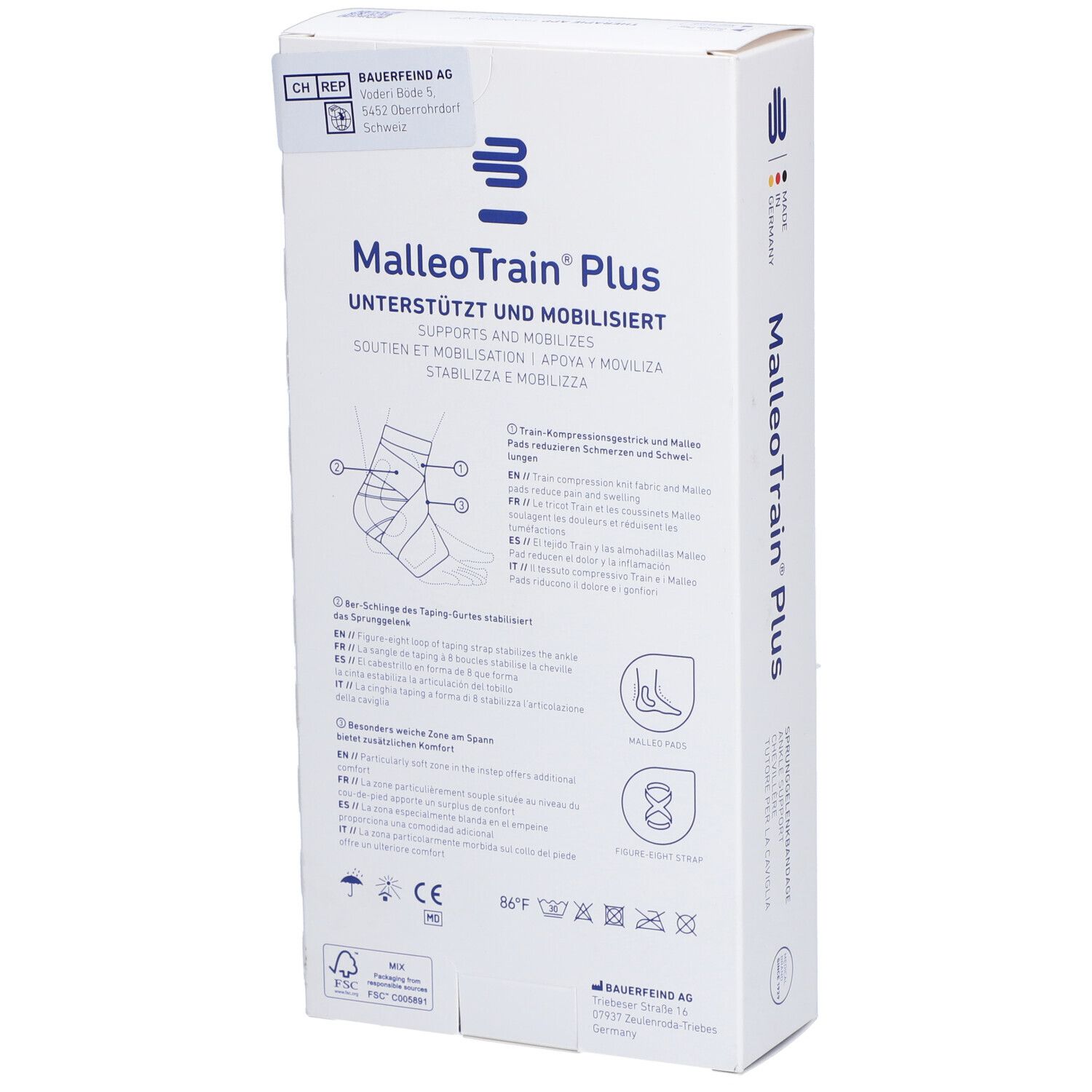 BAUERFEIND® Malleotrain® Plus Aktivbandage Gr. 4 links Titanium