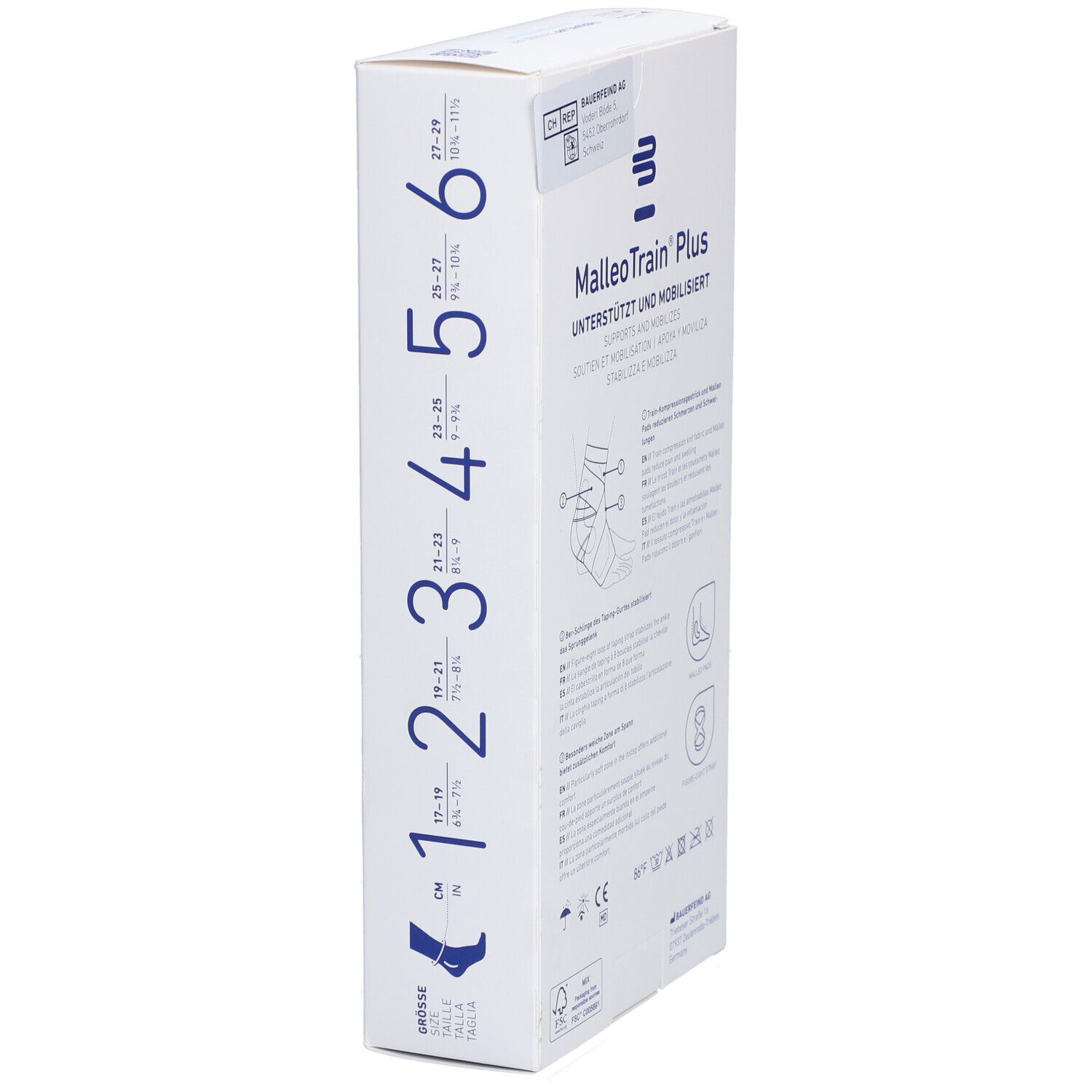 BAUERFEIND® Malleotrain® Plus Aktivbandage Gr. 4 links Titanium