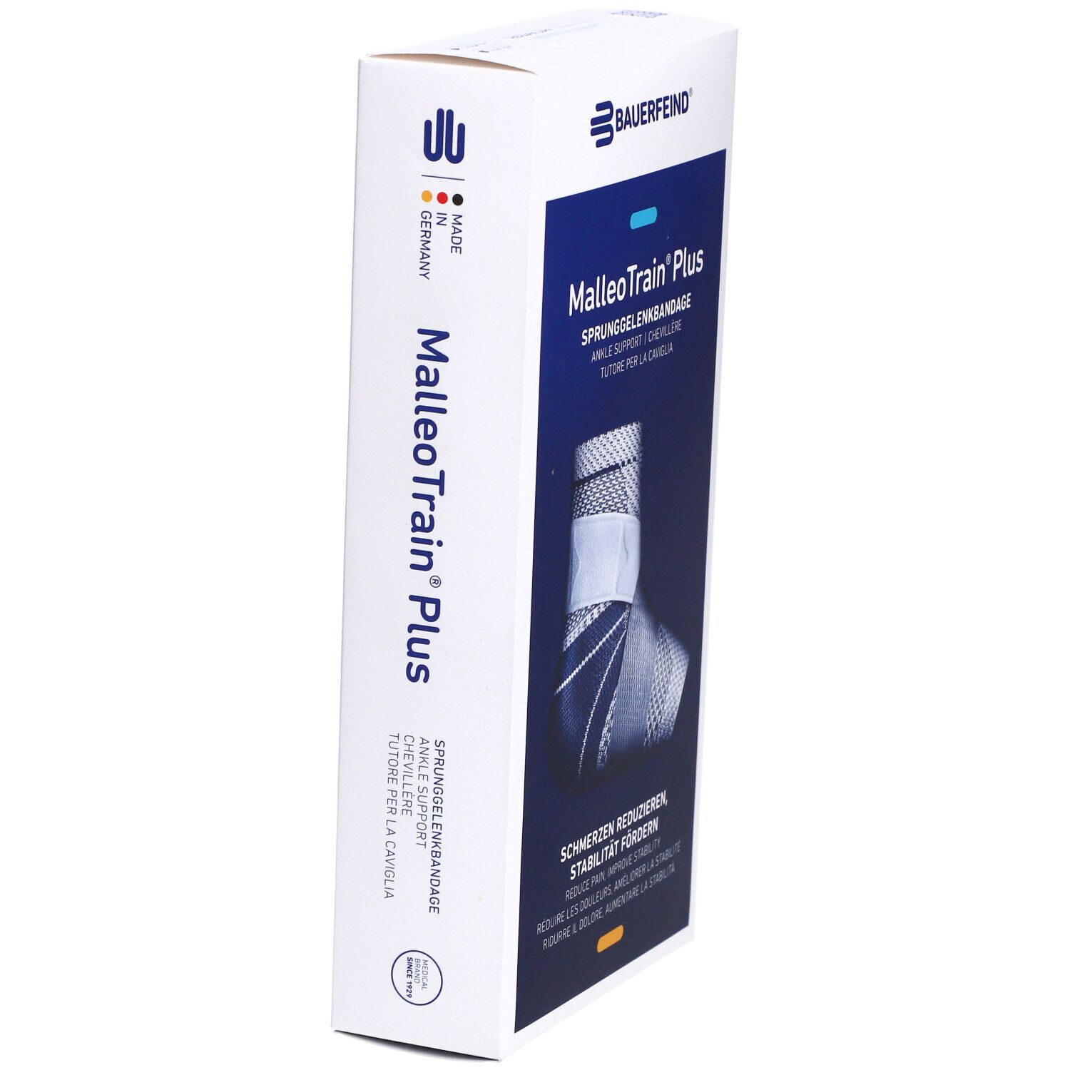 BAUERFEIND® Malleotrain® Plus Aktive Sprunggelenkbandage Gr. 5 links Titan