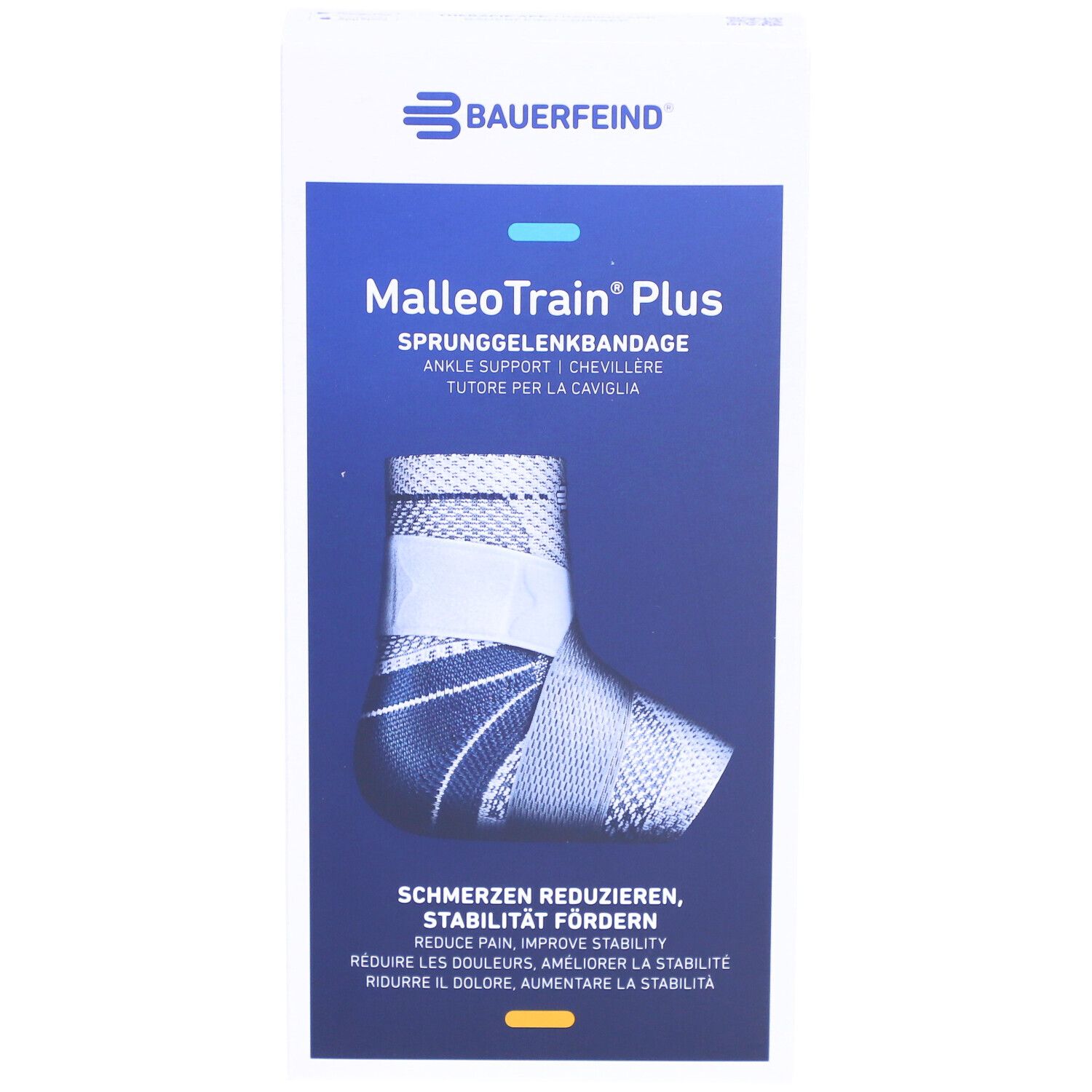 BAUERFEIND® Malleotrain® Plus Aktive Sprunggelenkbandage Gr. 5 links Titan