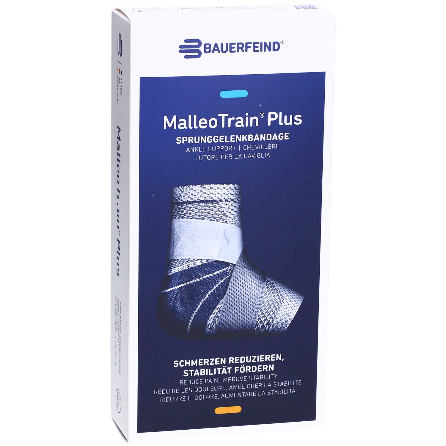BAUERFEIND® Malleotrain® Plus Aktive Sprunggelenkbandage Gr. 5 links Titan