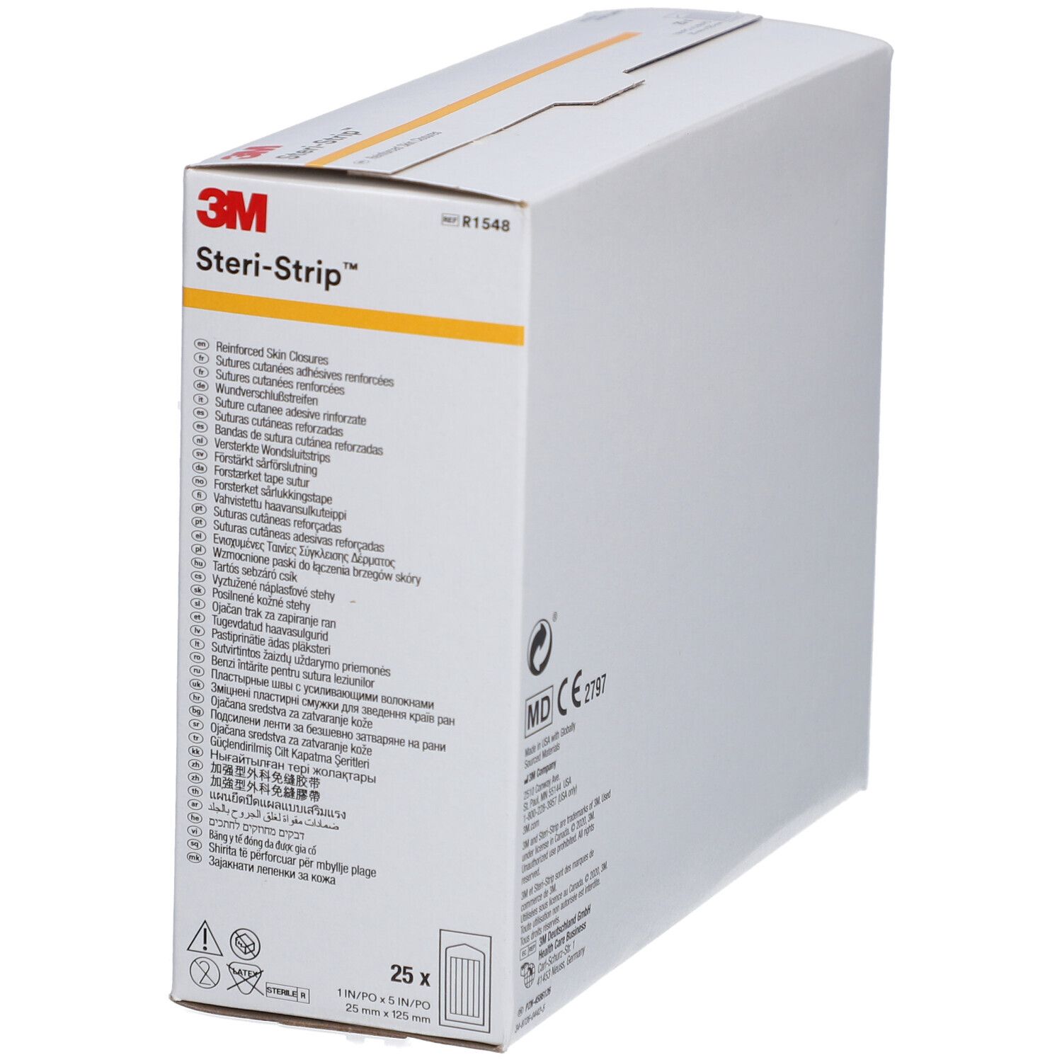 3M Steri-Strip™ Verstärktes selbstklebendes Hautnahtmaterial 25x125mm - Weiß