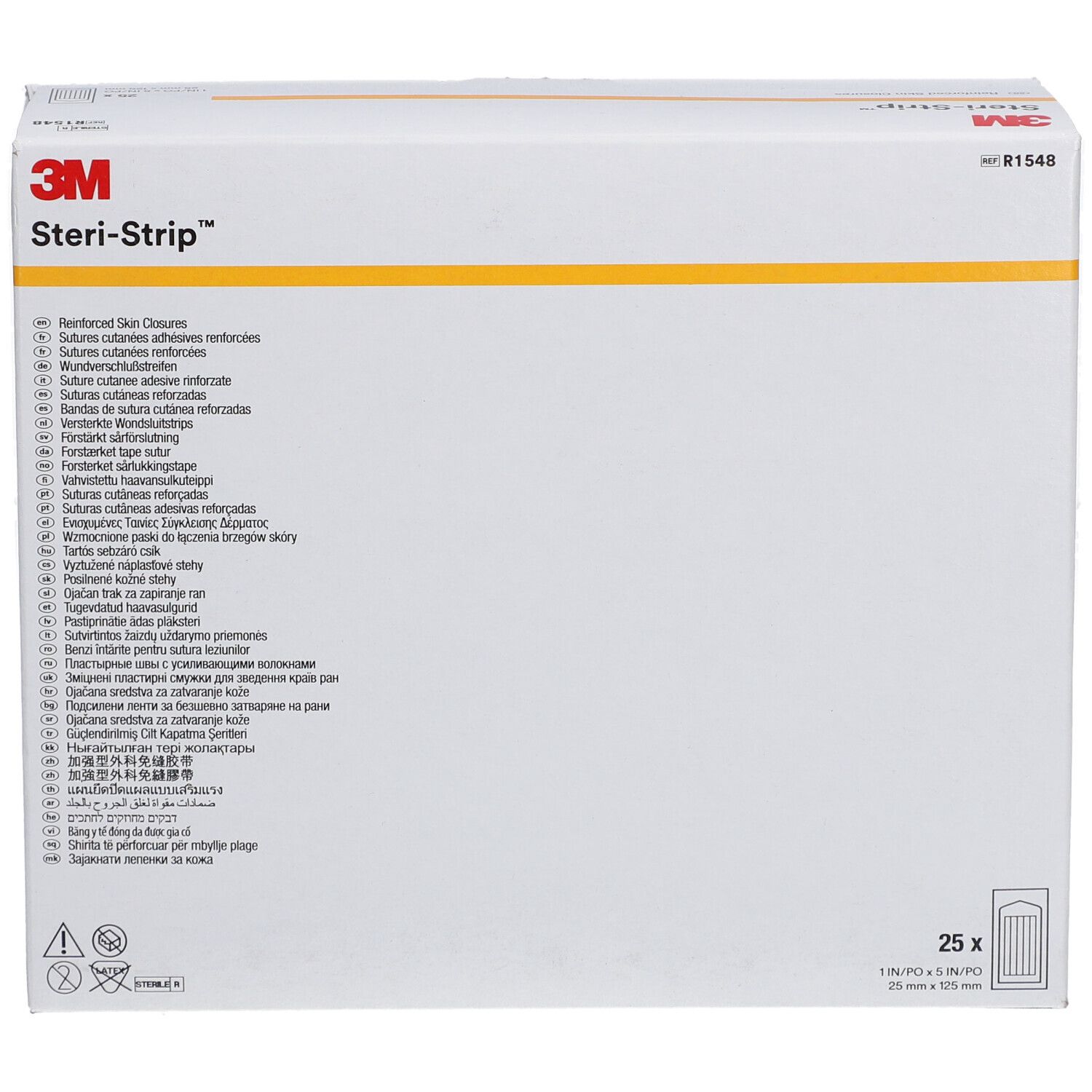 3M Steri-Strip™ Verstärktes selbstklebendes Hautnahtmaterial 25x125mm - Weiß