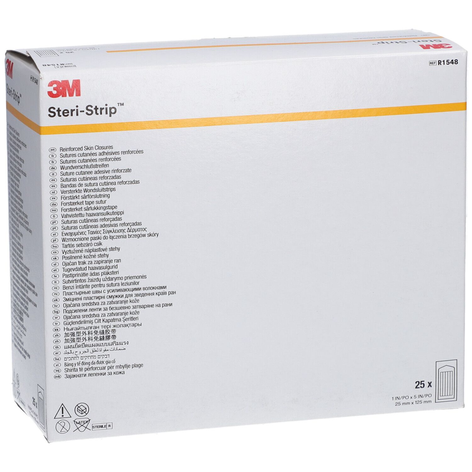 3M Steri-Strip™ Verstärktes selbstklebendes Hautnahtmaterial 25x125mm - Weiß