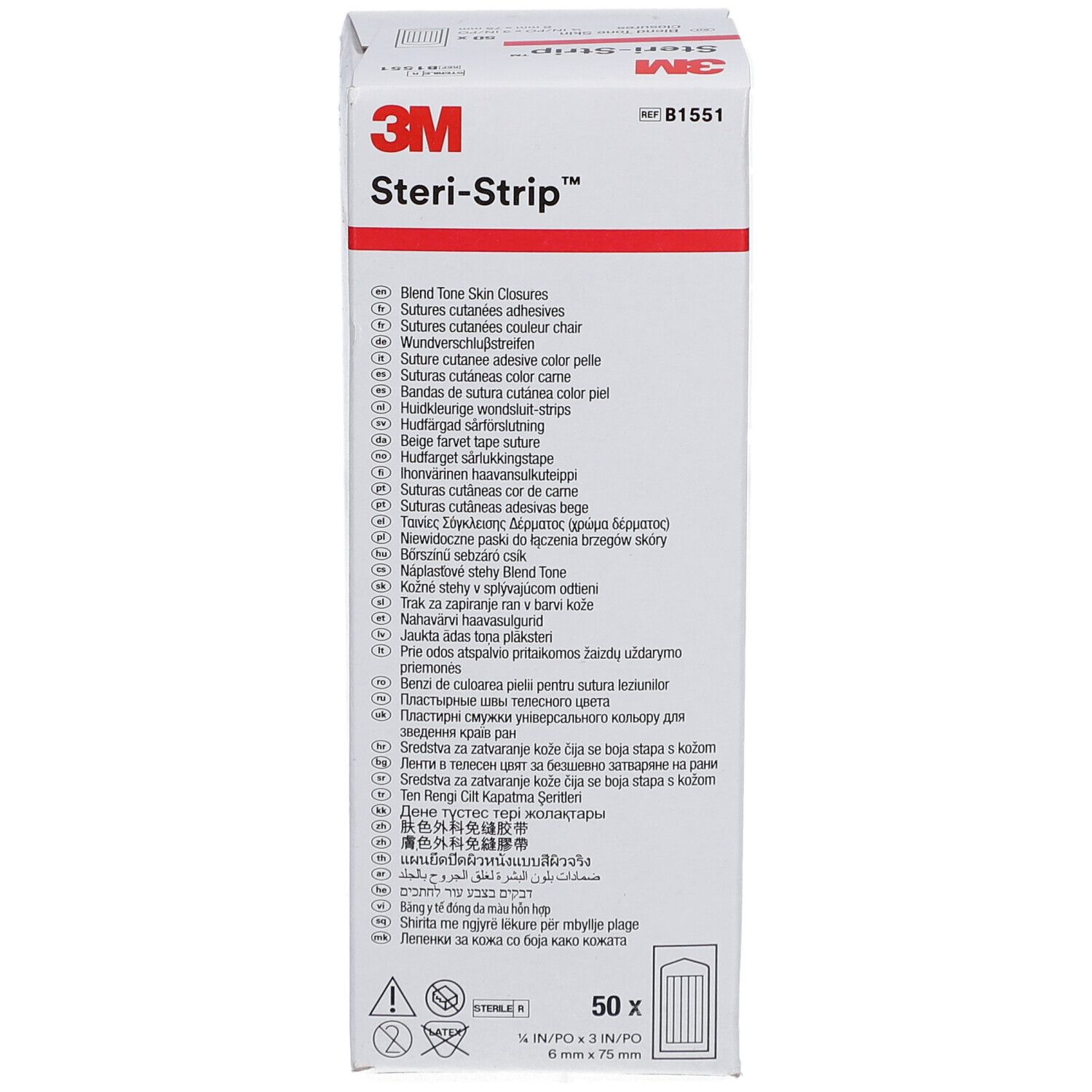 3M Steri-Strip™ Steriles selbstklebendes Hautnahtmaterial 6 x 75 mm Weiß