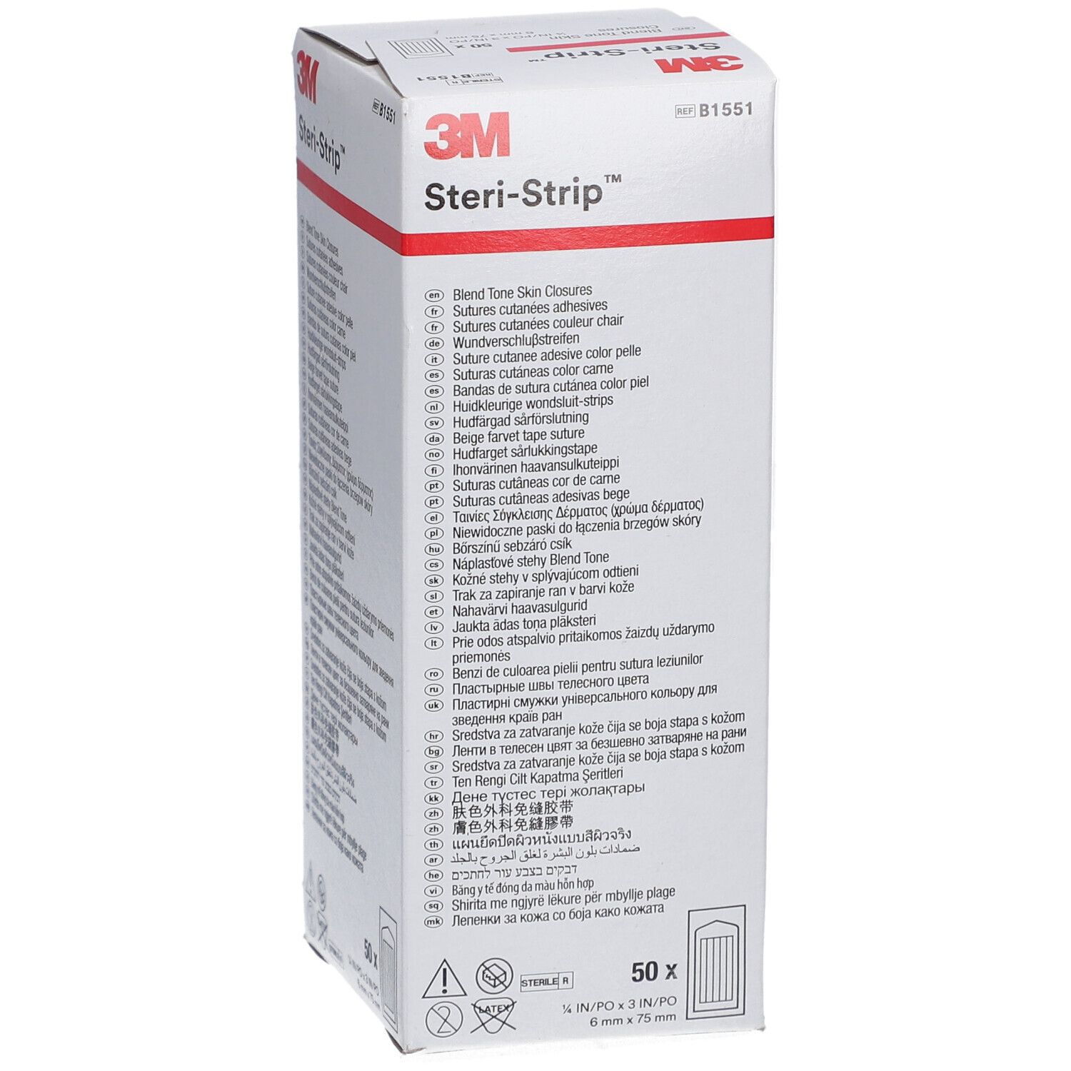 3M Steri-Strip™ Steriles selbstklebendes Hautnahtmaterial 6 x 75 mm Weiß
