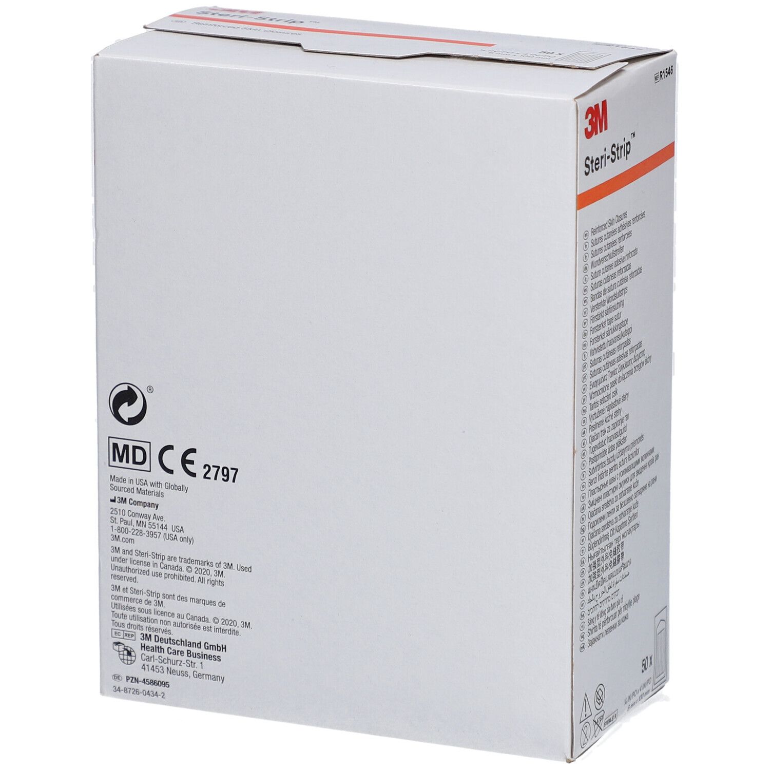 3M Steri-Strip™ Steriles selbstklebendes Hautnahtmaterial 6 x 100 mm Weiß