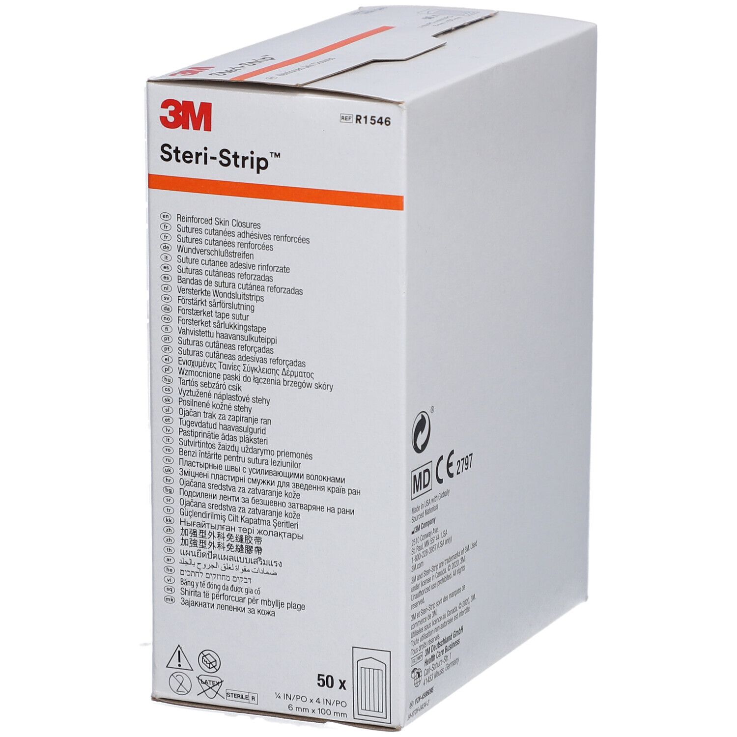 3M Steri-Strip™ Steriles selbstklebendes Hautnahtmaterial 6 x 100 mm Weiß