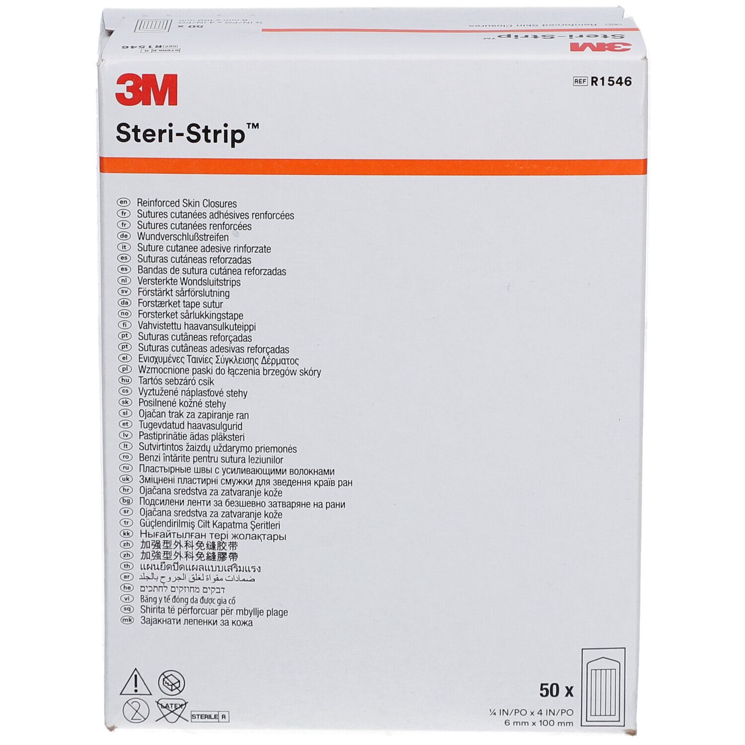 3M Steri-Strip™ Steriles selbstklebendes Hautnahtmaterial 6 x 100 mm Weiß