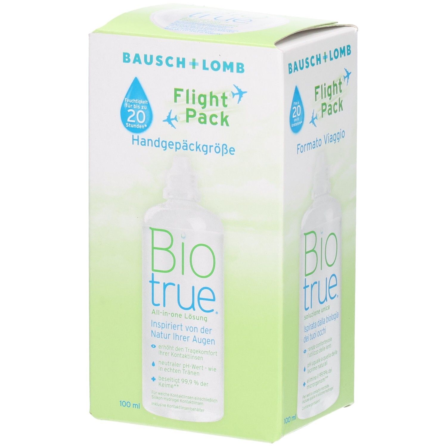 Biotrue Solution Multifonctions, 100ml, format voyage.