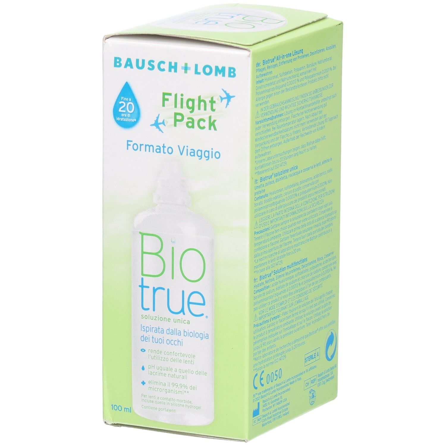 Biotrue Solution Multifonctions, 100ml, format voyage.