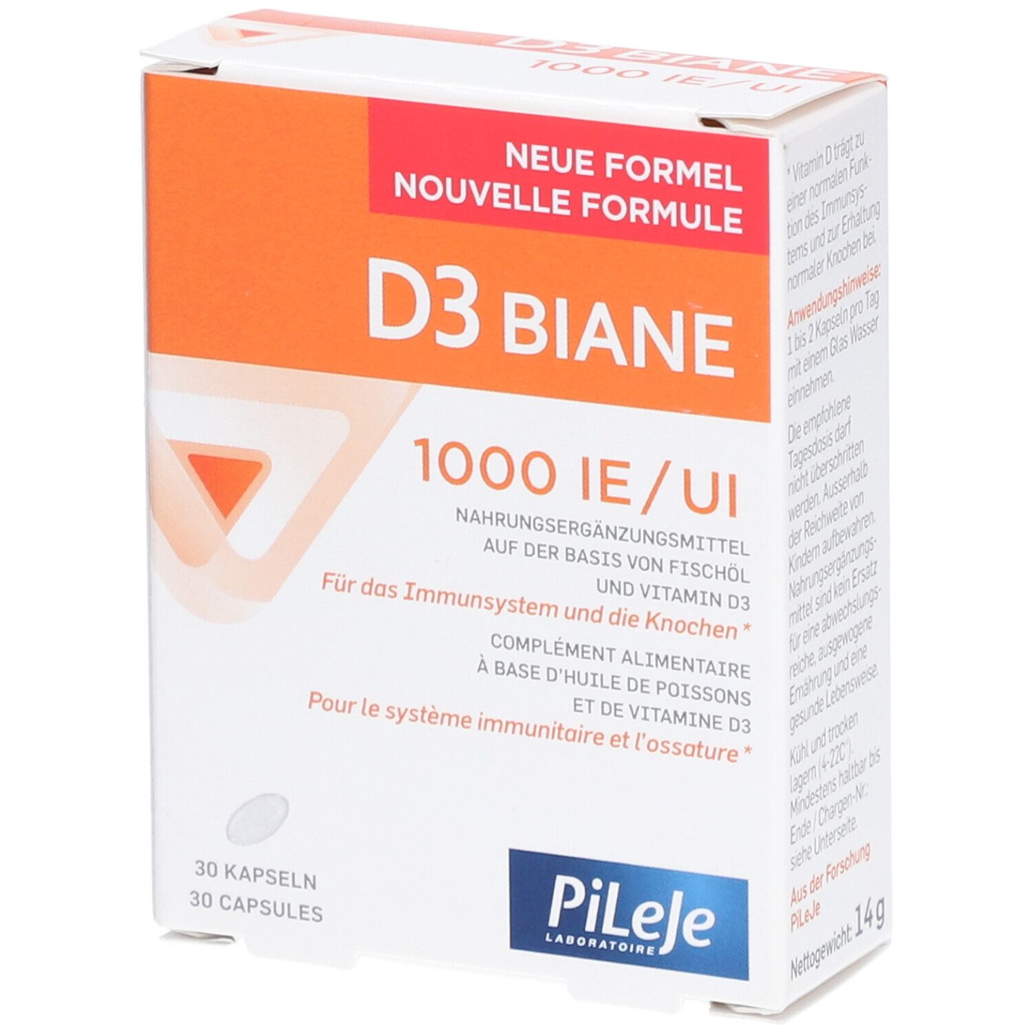 PILEJE D3 Biane 1000 IE/UI - Système immunitaire et ossature