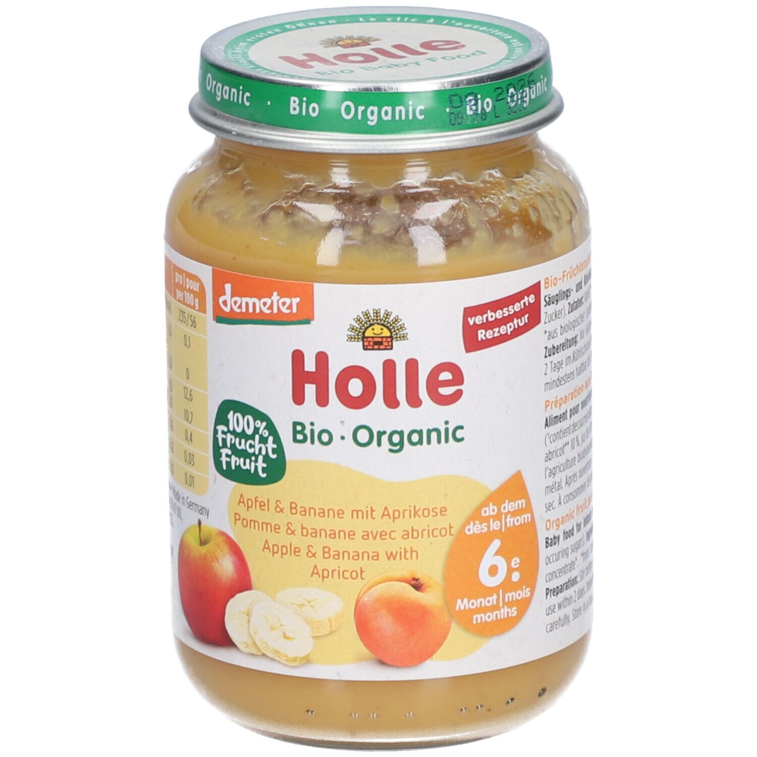 HOLLE Apfel Banane mit Aprikose Glas 190 g