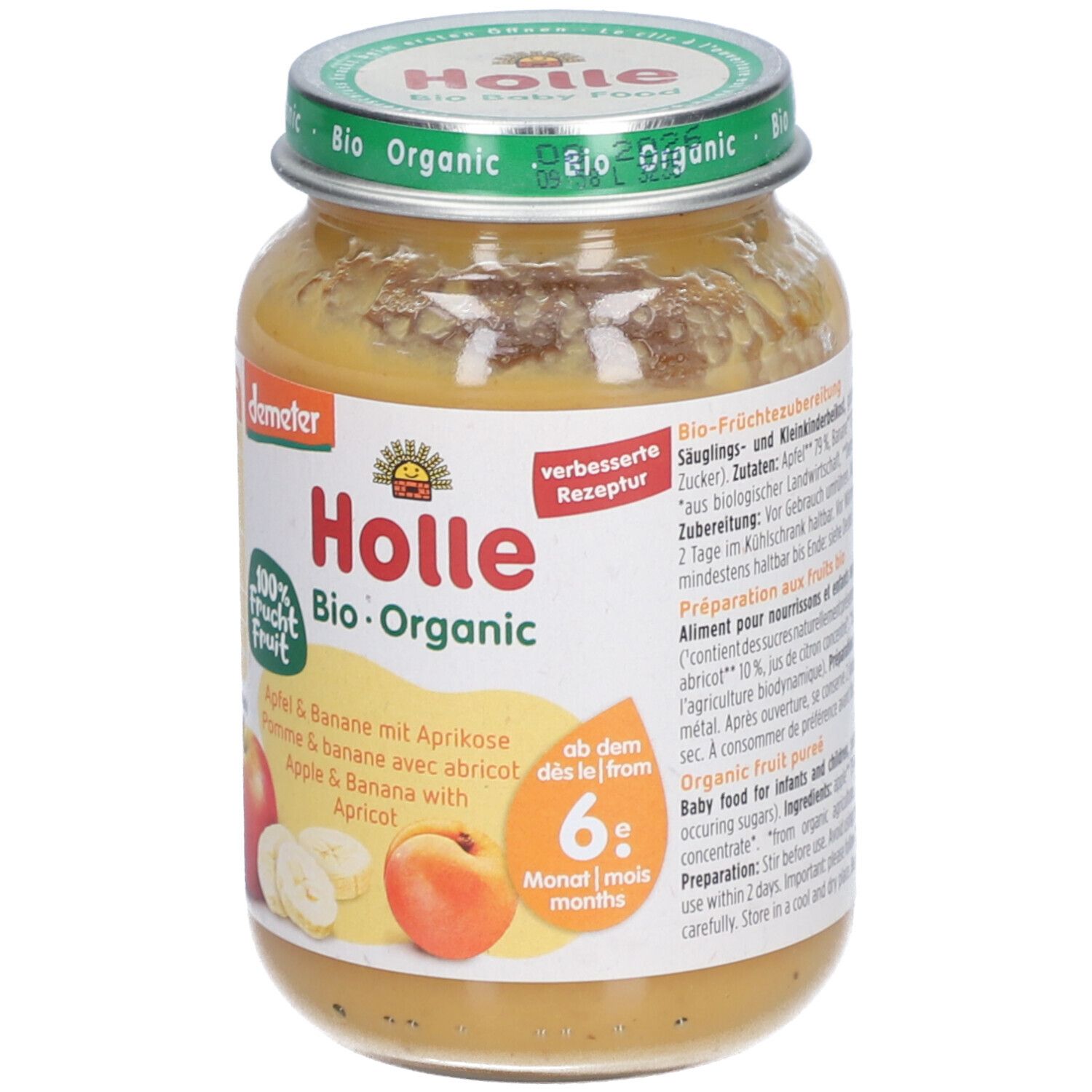 HOLLE Apfel Banane mit Aprikose Glas 190 g