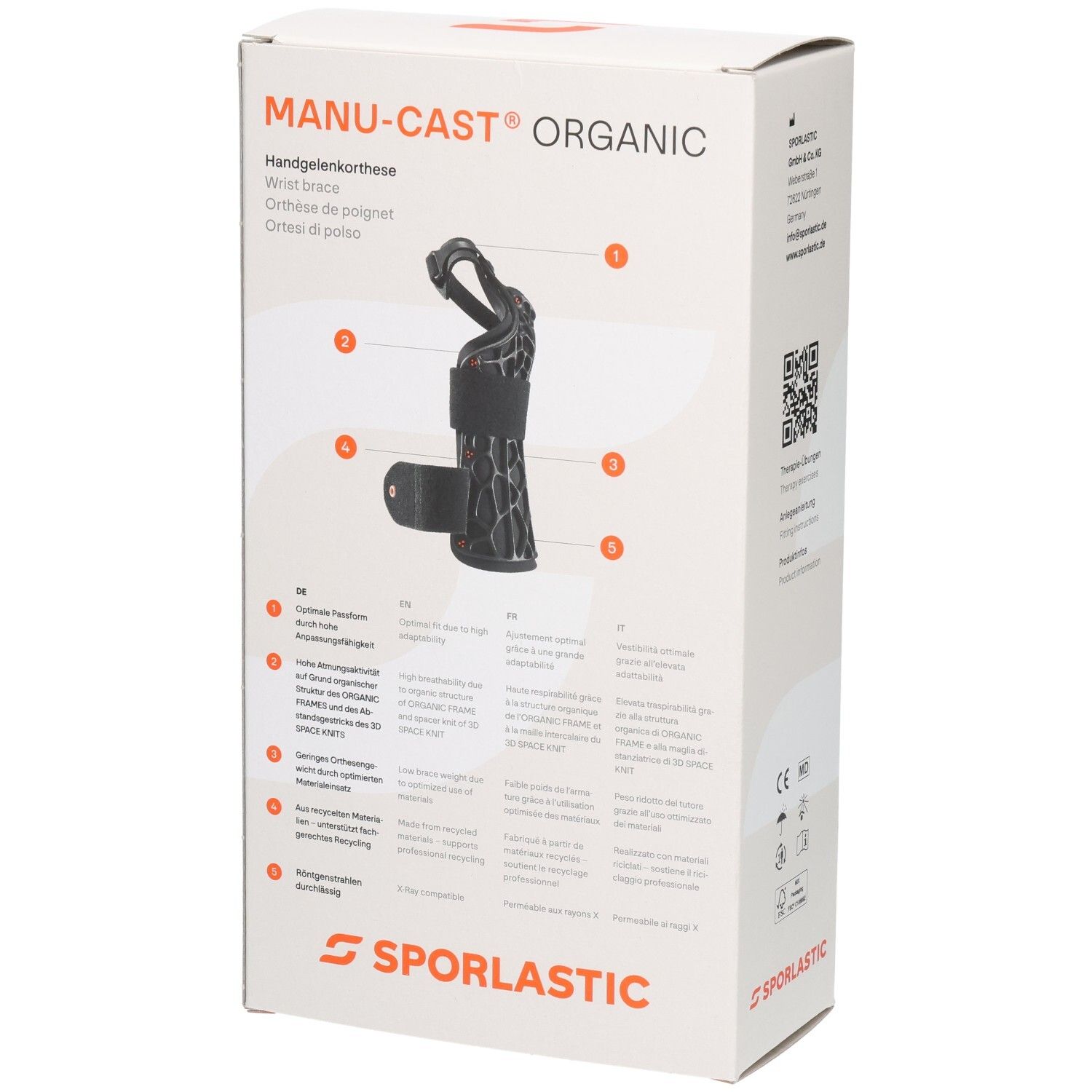 Seite der Verpackung mit detaillierter Produktabbildung und Merkmalen.
