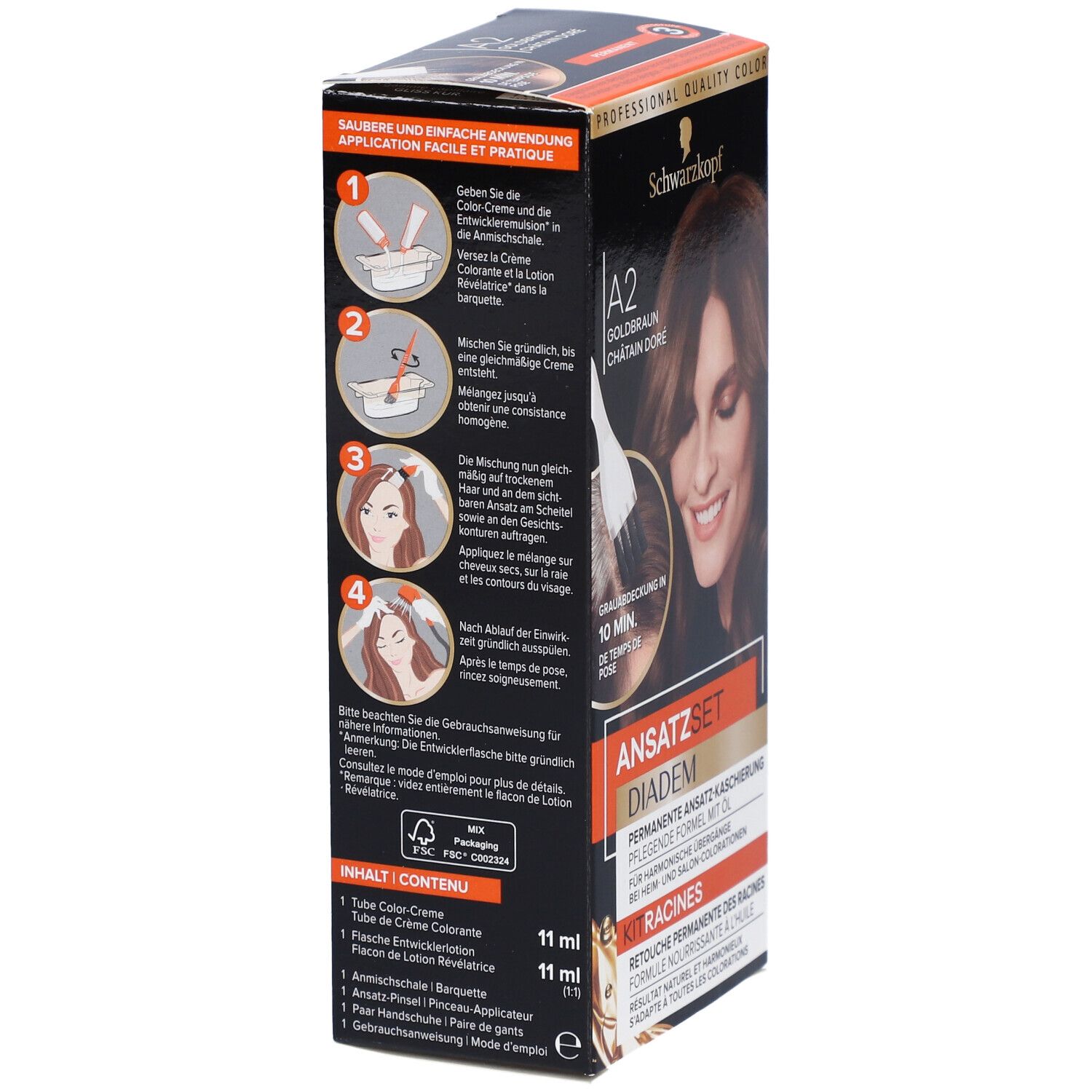 SCHWARZKOPF Kit racines - Retouche permanente des racines A2 Châtain doré