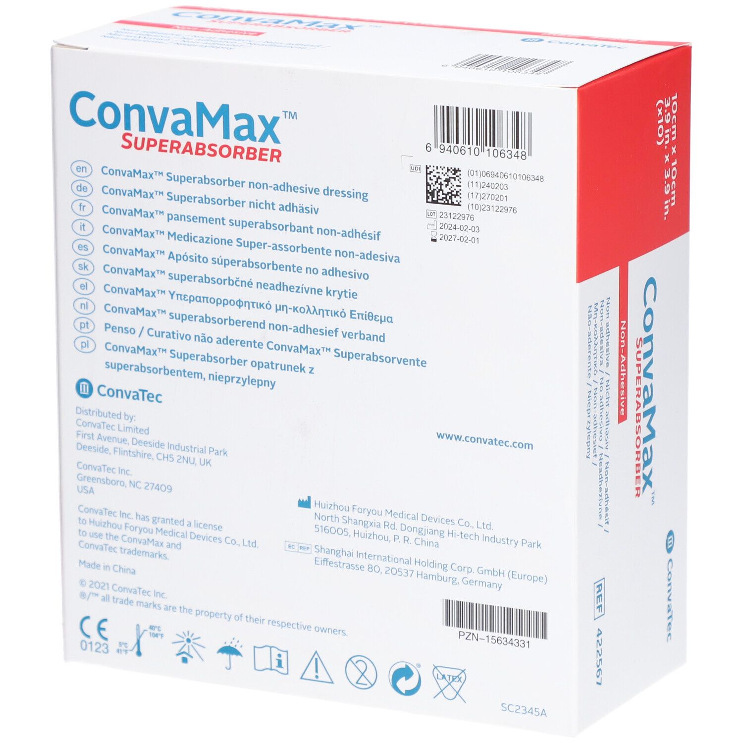 CONVAMAX Superabsorb 10x10cm nicht adh 10 Stk