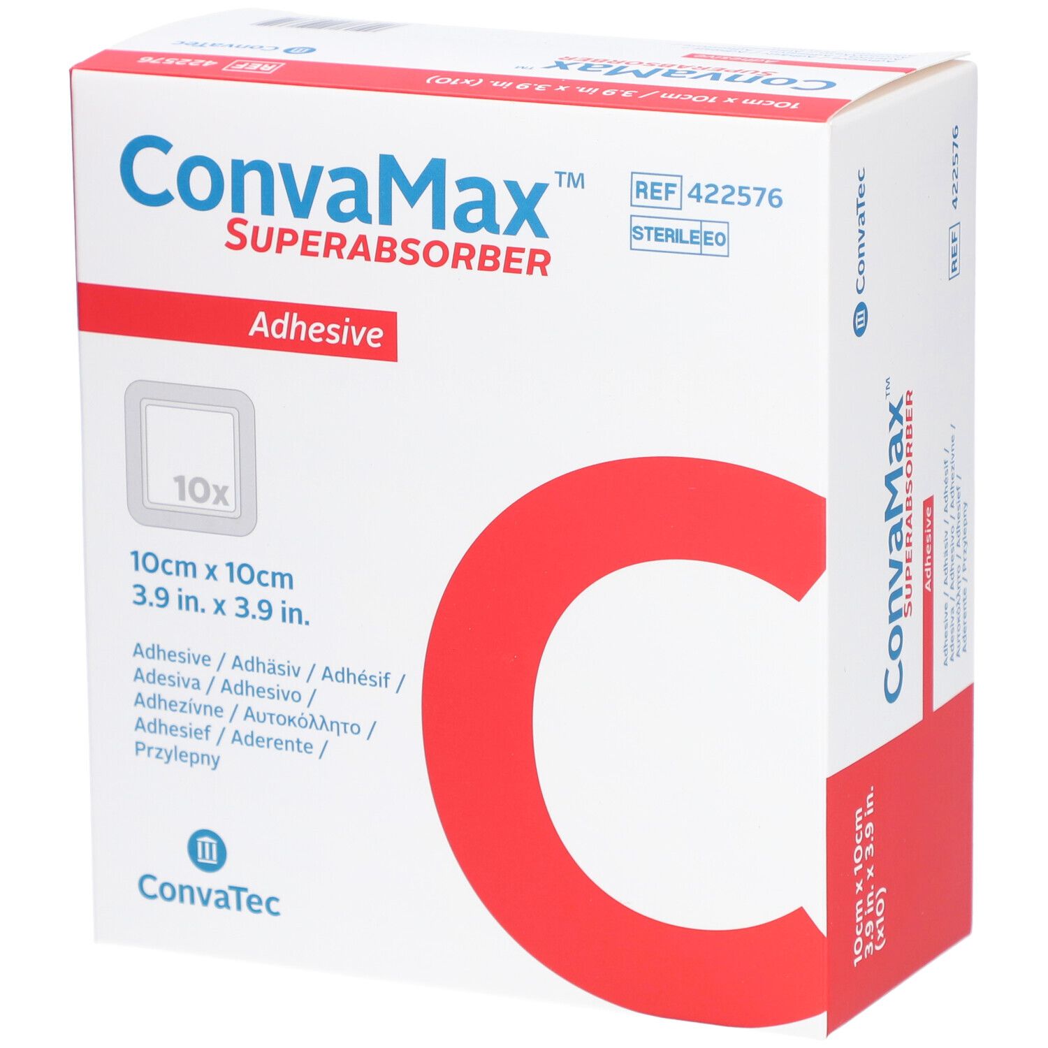 CONVAMAX Superabsorber 10x10cm adhäsiv 10 Stk
