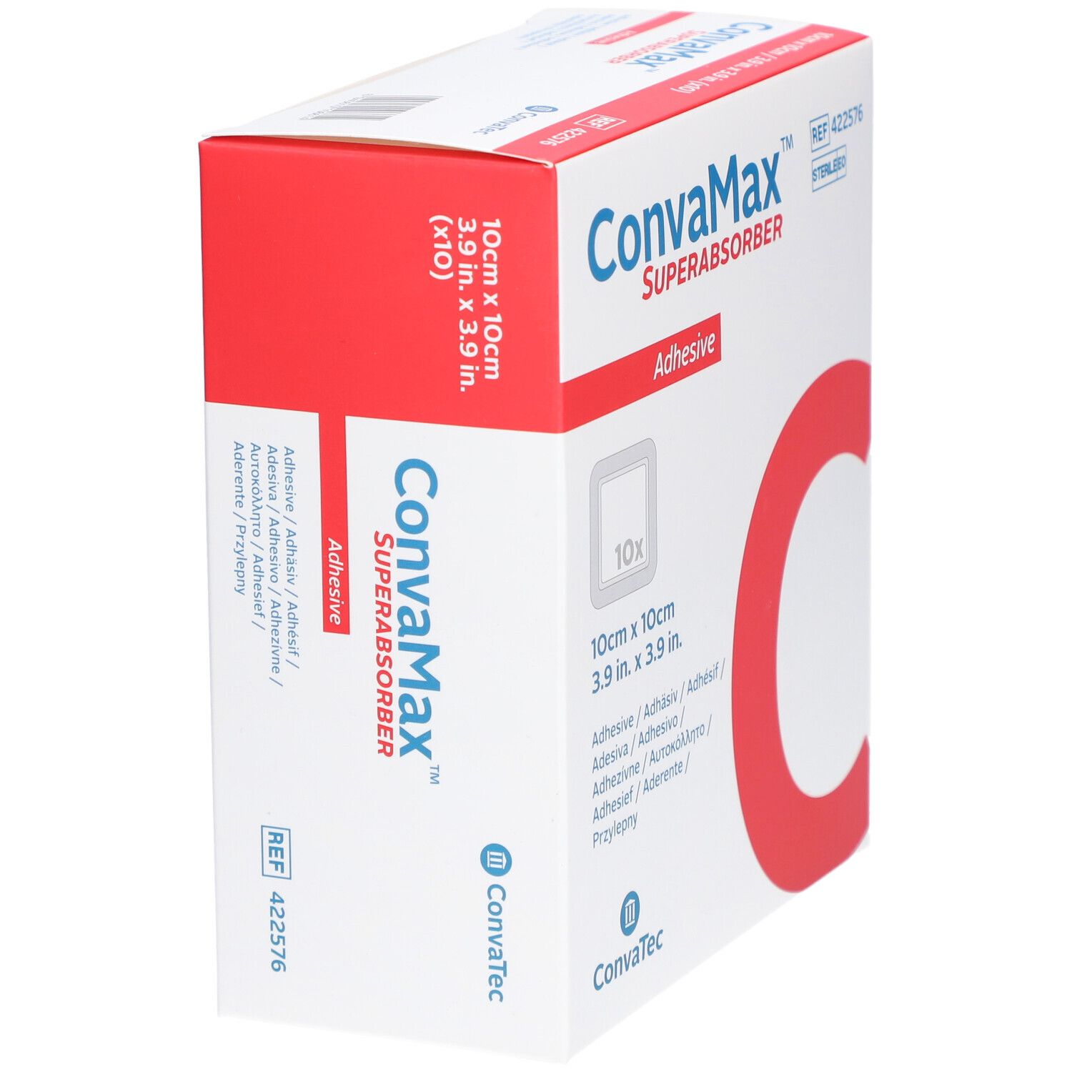 CONVAMAX Superabsorber 10x10cm adhäsiv 10 Stk