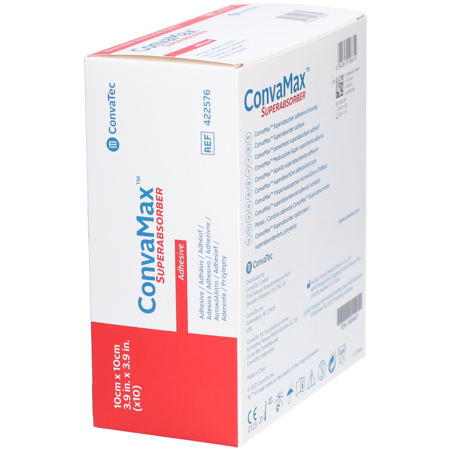 CONVAMAX Superabsorber 10x10cm adhäsiv 10 Stk