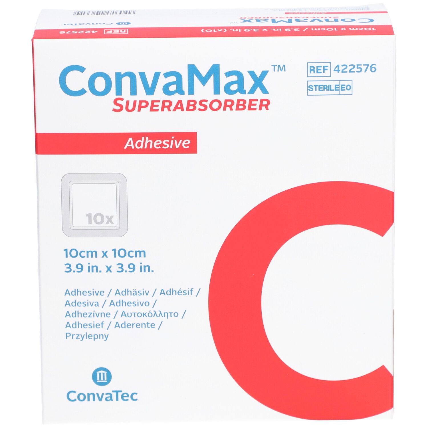 CONVAMAX Superabsorber 10x10cm adhäsiv 10 Stk